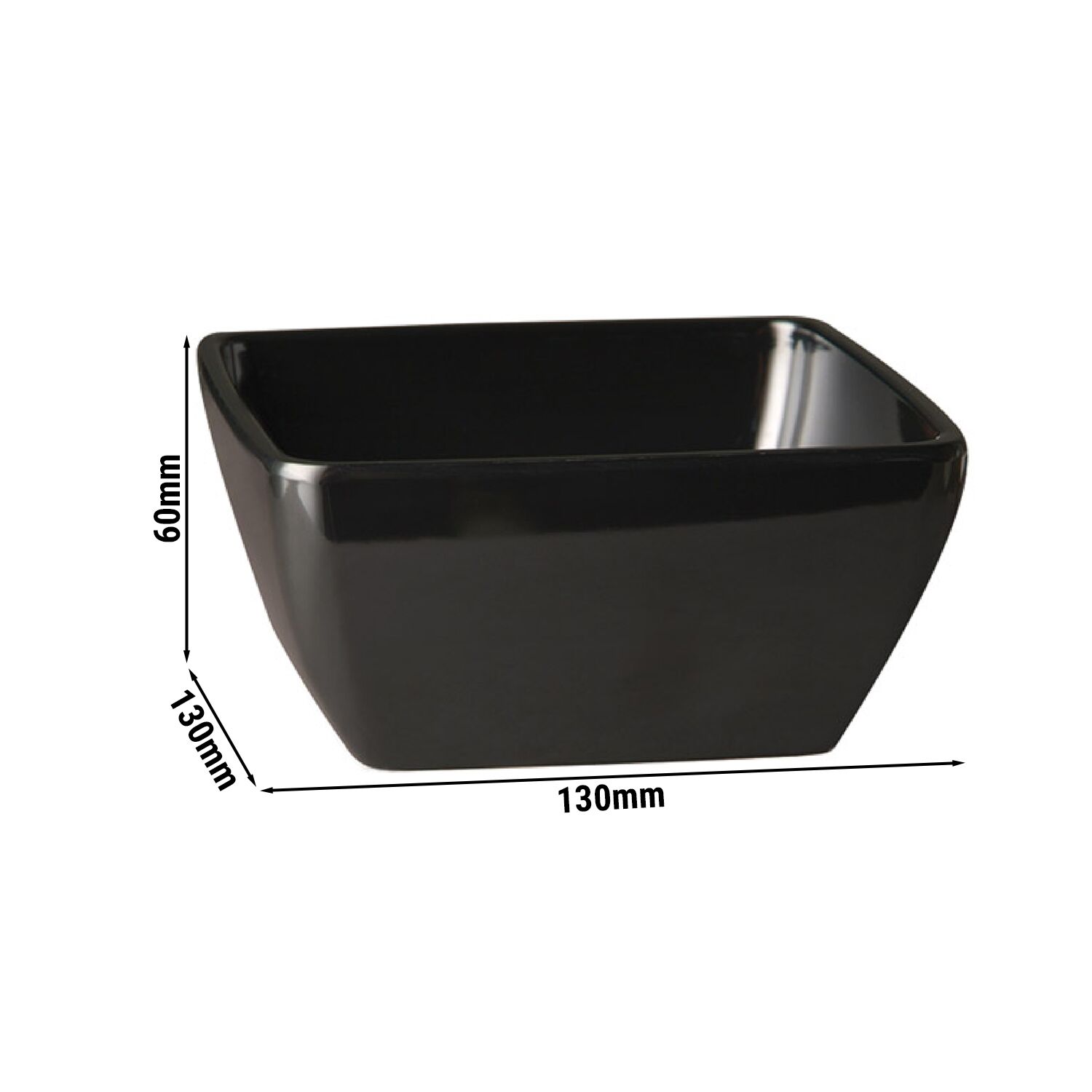 (6 pcs) Coupe - PURE - Mélamine - 0,4L - carré - 125x125mm - Profondeur : 60mm - Noir