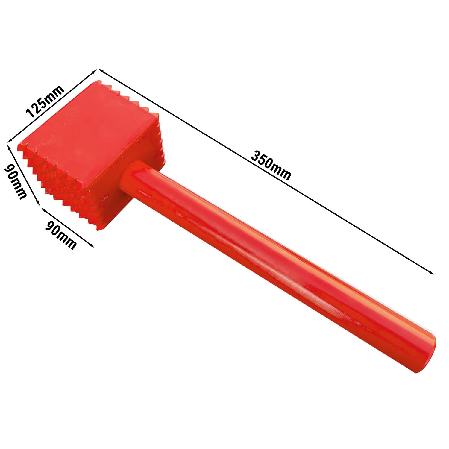 Marteau à viande (attendrisseur) - carré - plastique - Rouge - 90x125x350mm