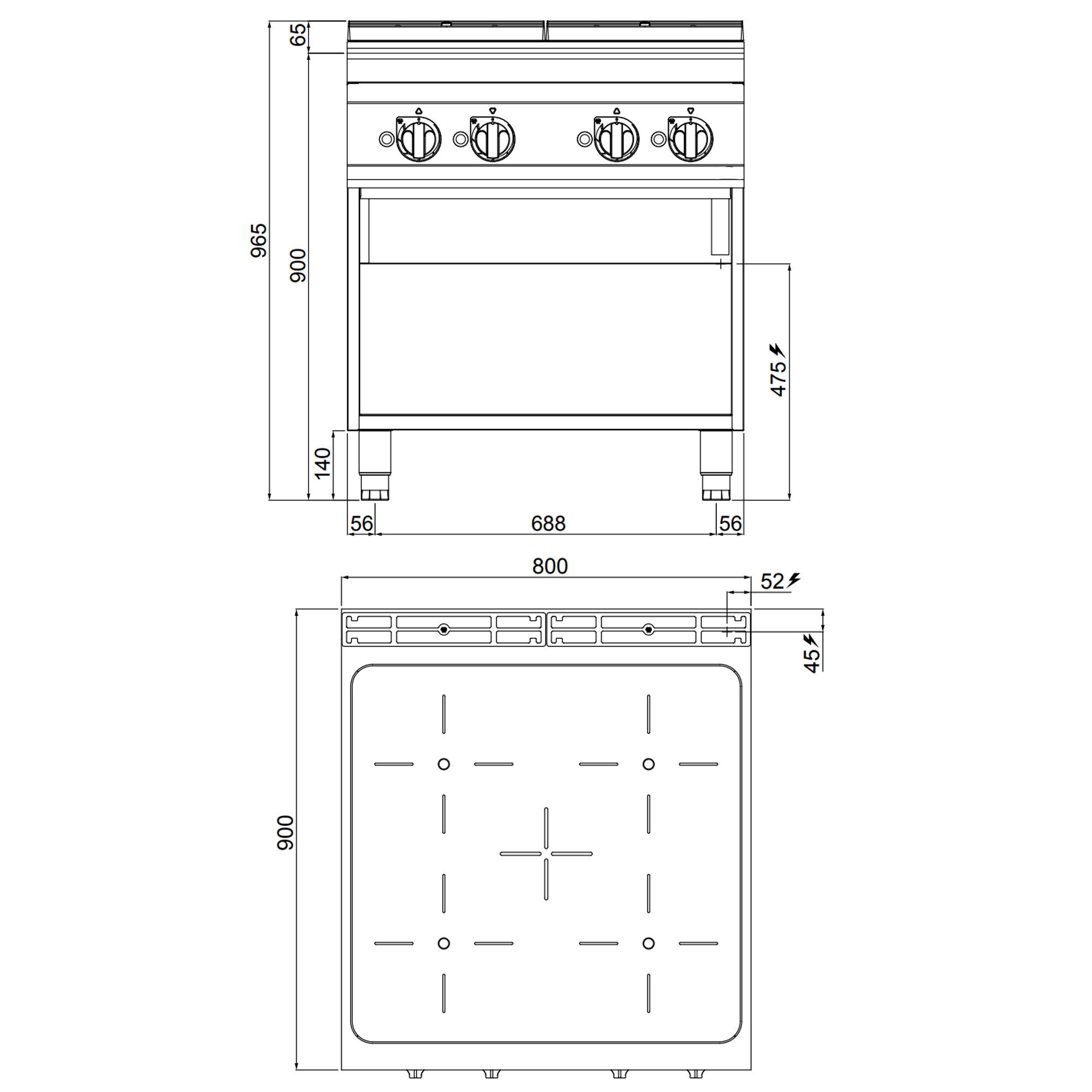 Induktionsherd - 20 kW - 4 Kochfelder