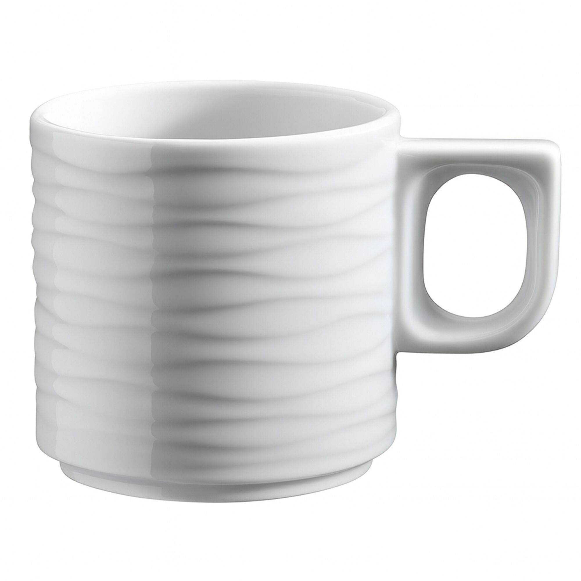 (6 pièces) SEA WAVE – Tasse à café/thé – avec structure en surface – 235 ml – Blanc