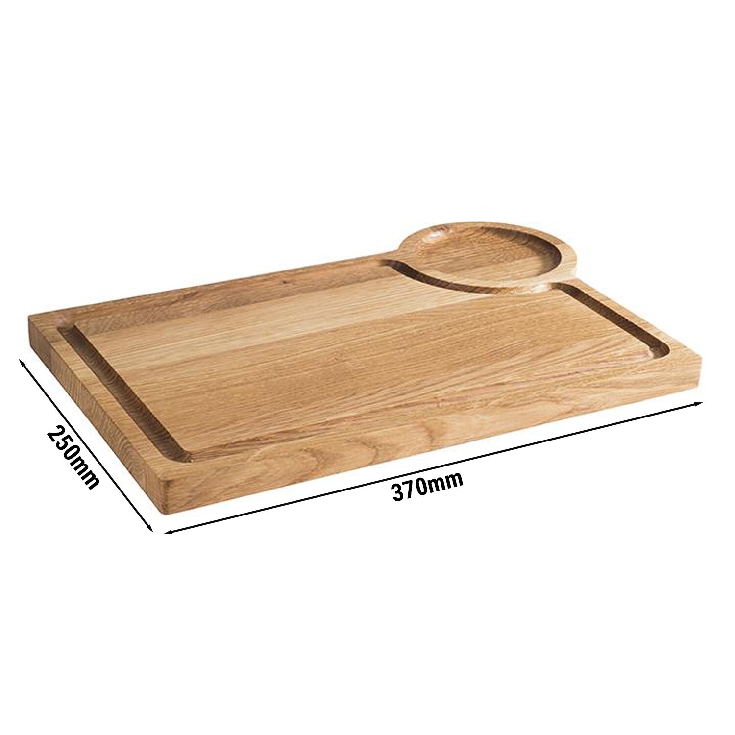 (6 pcs) Planche de service - OAK - Set de 6 pièces - incl. encoche ronde Ø95mm - Chêne huilé - 370x250mm
