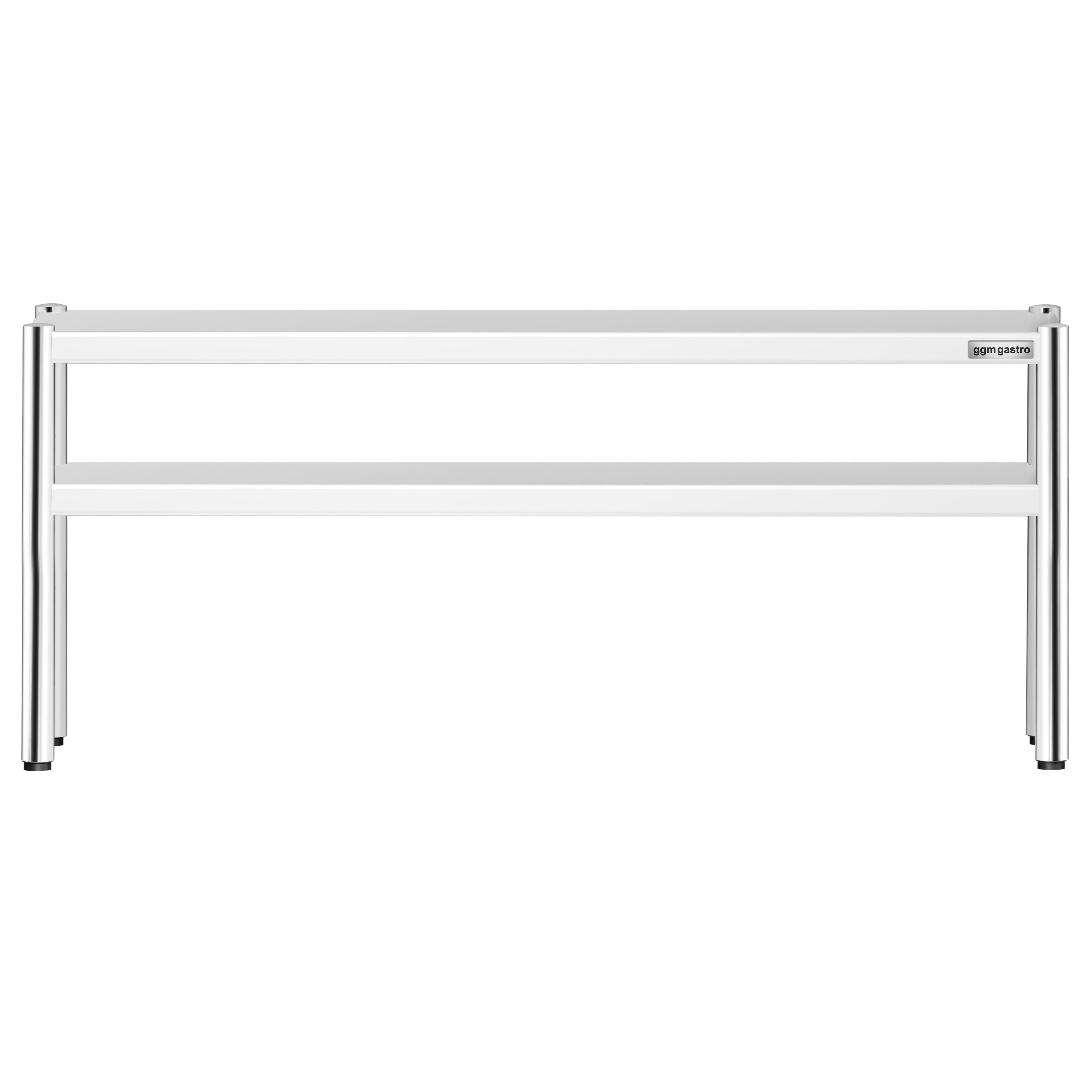 Étagère supérieure en inox – 2 niveaux – 1800 × 370 mm – hauteur réglable