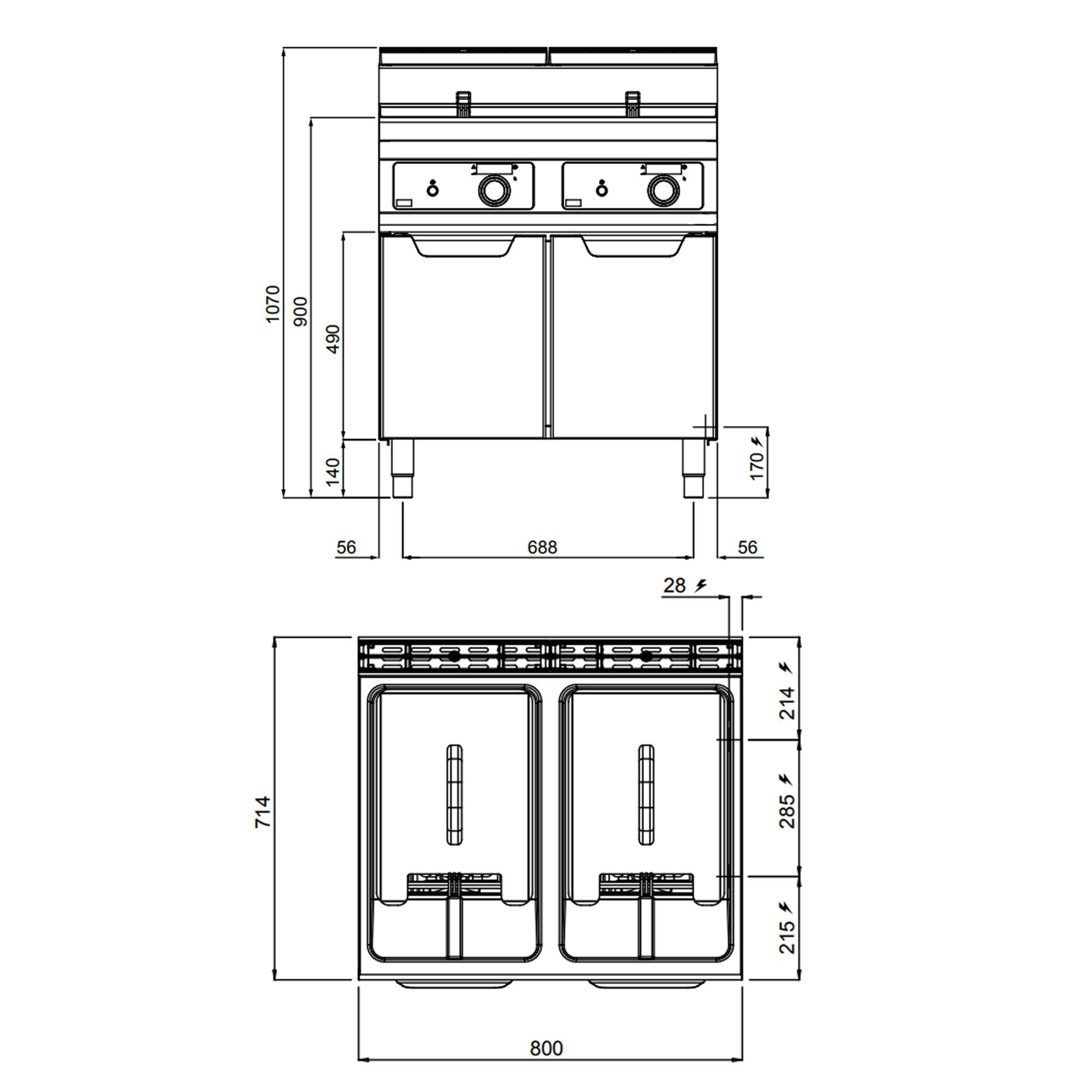 Friteuse Électrique Double - 18 + 18 Litres - 27 kW - Bflex Digital
