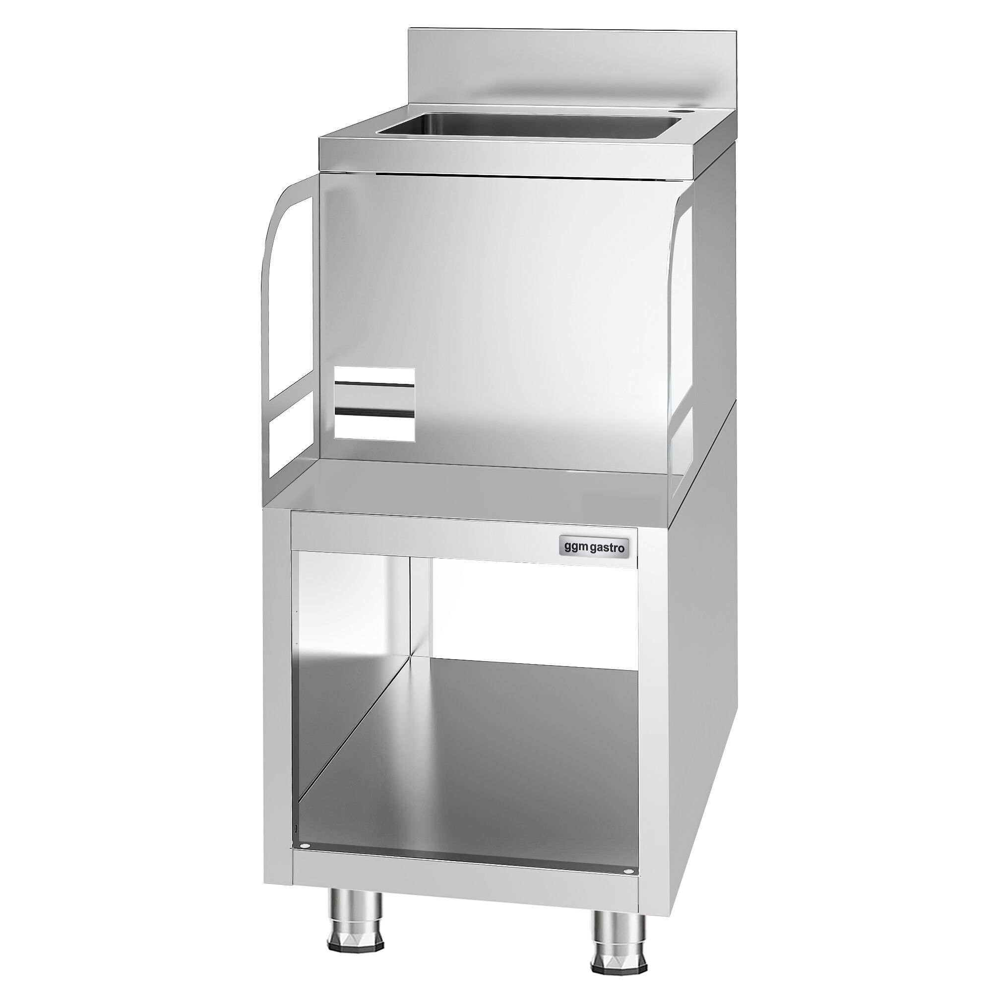 Mueble para batidora de bebidas de acero inoxidable - 400x590mm - con encimera para batidora de bebidas y fregadero