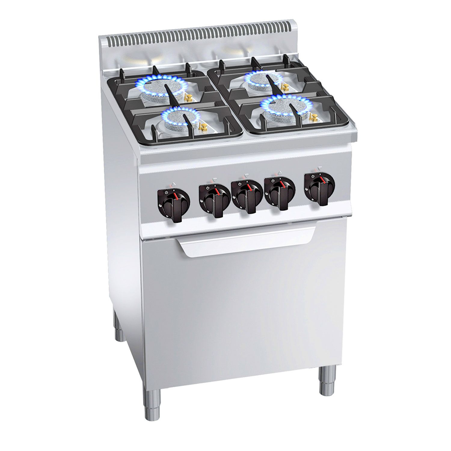 Fourneau à gaz – 19 kW – 4 brûleurs – avec four à gaz – 3,5 kW