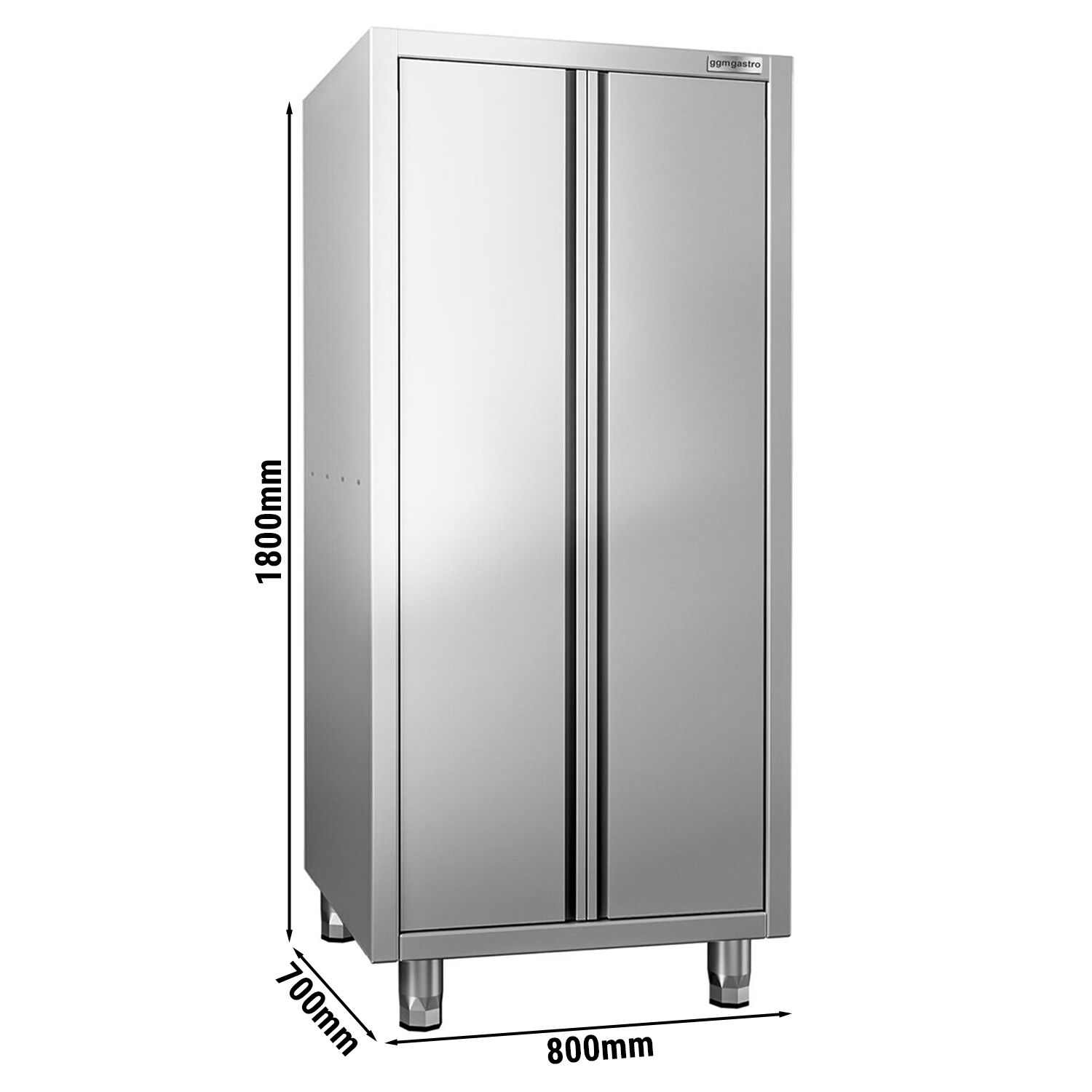 Armoire haute en inox PREMIUM - 800x700mm - 2 portes battantes - Hauteur: 1800mm