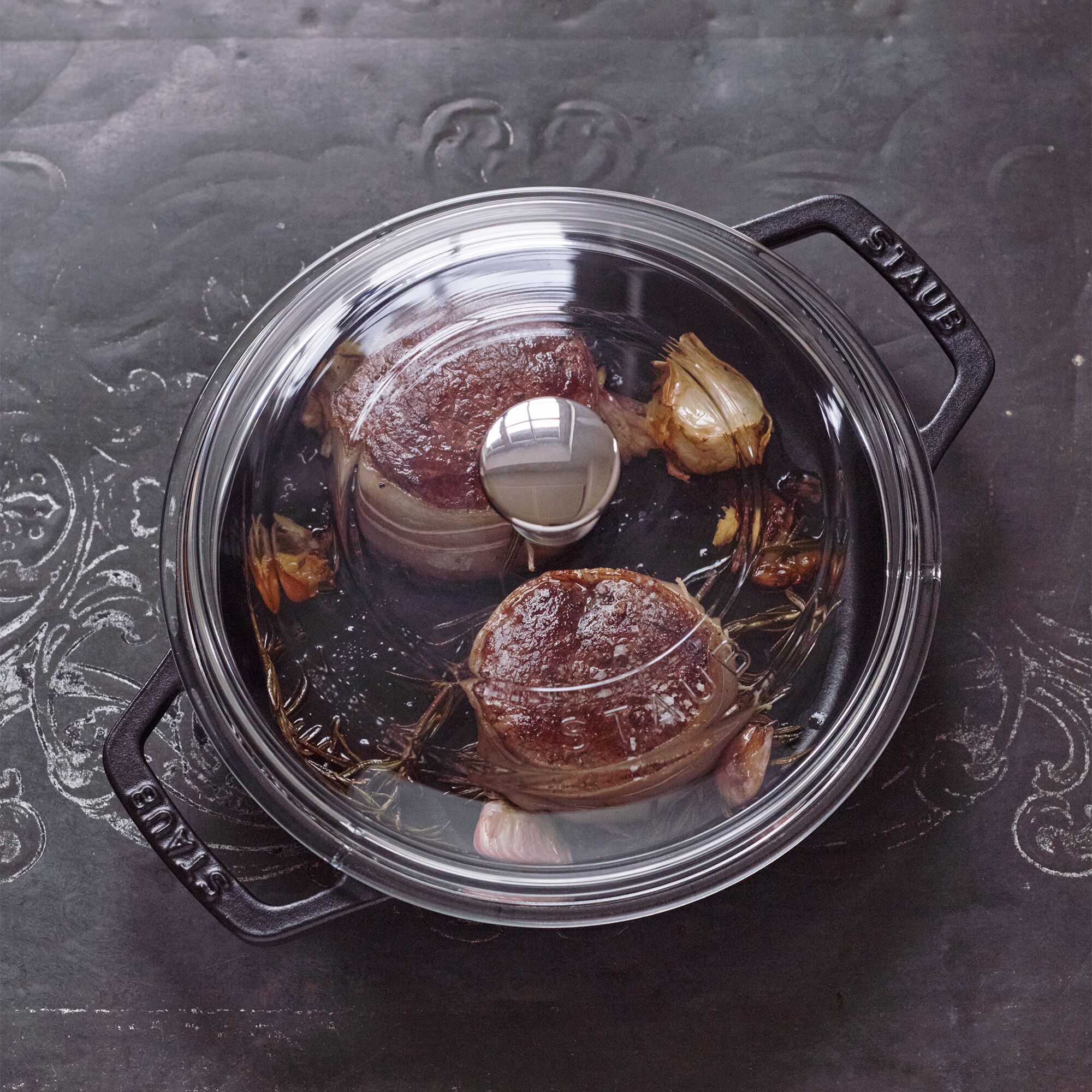 STAUB | Glass Lid – Pan Lid - Oven & Dishwasher Safe - Nickel-Plated Knob