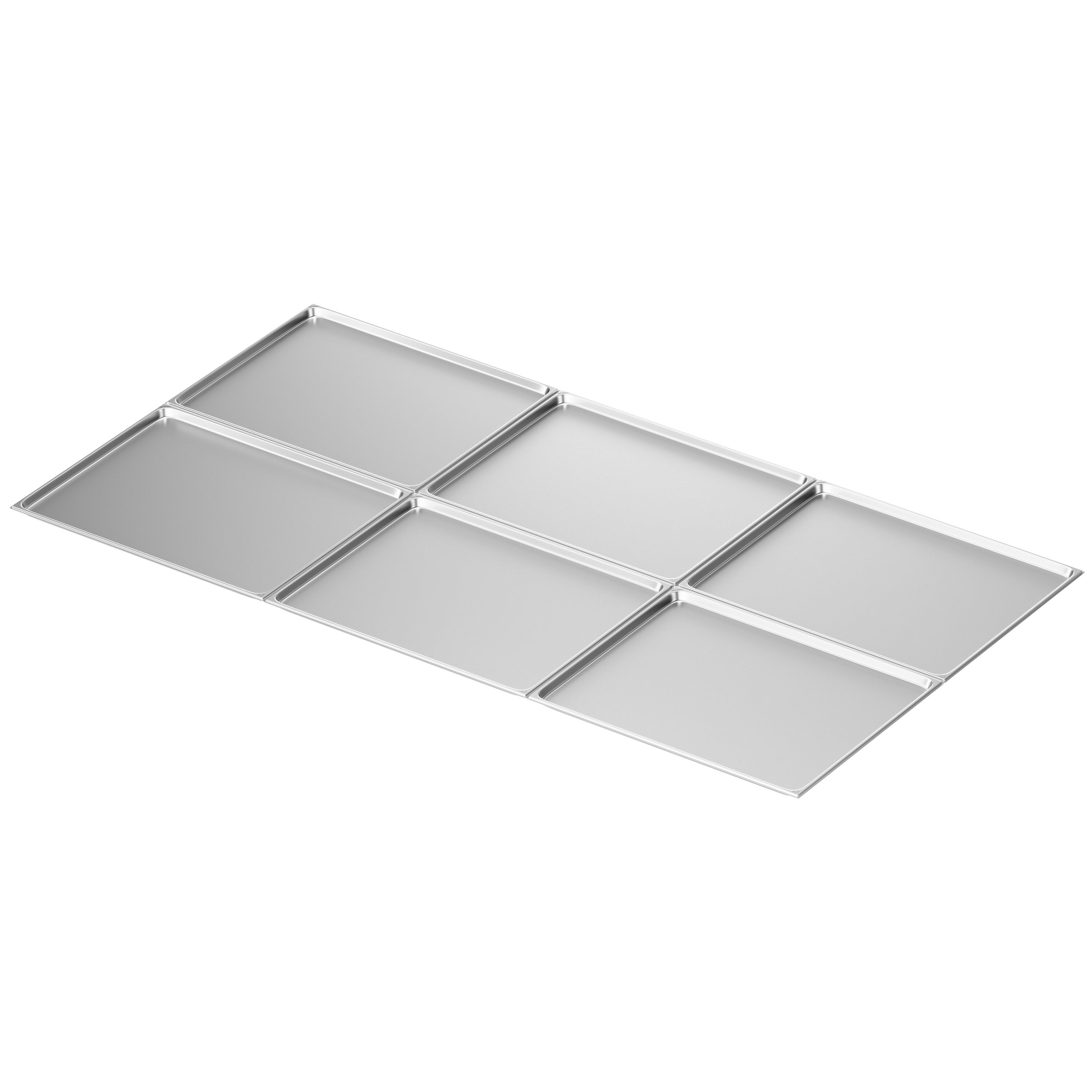 (6 pièces) Bac GN 2/1 en inox - Hauteur : 20 mm
