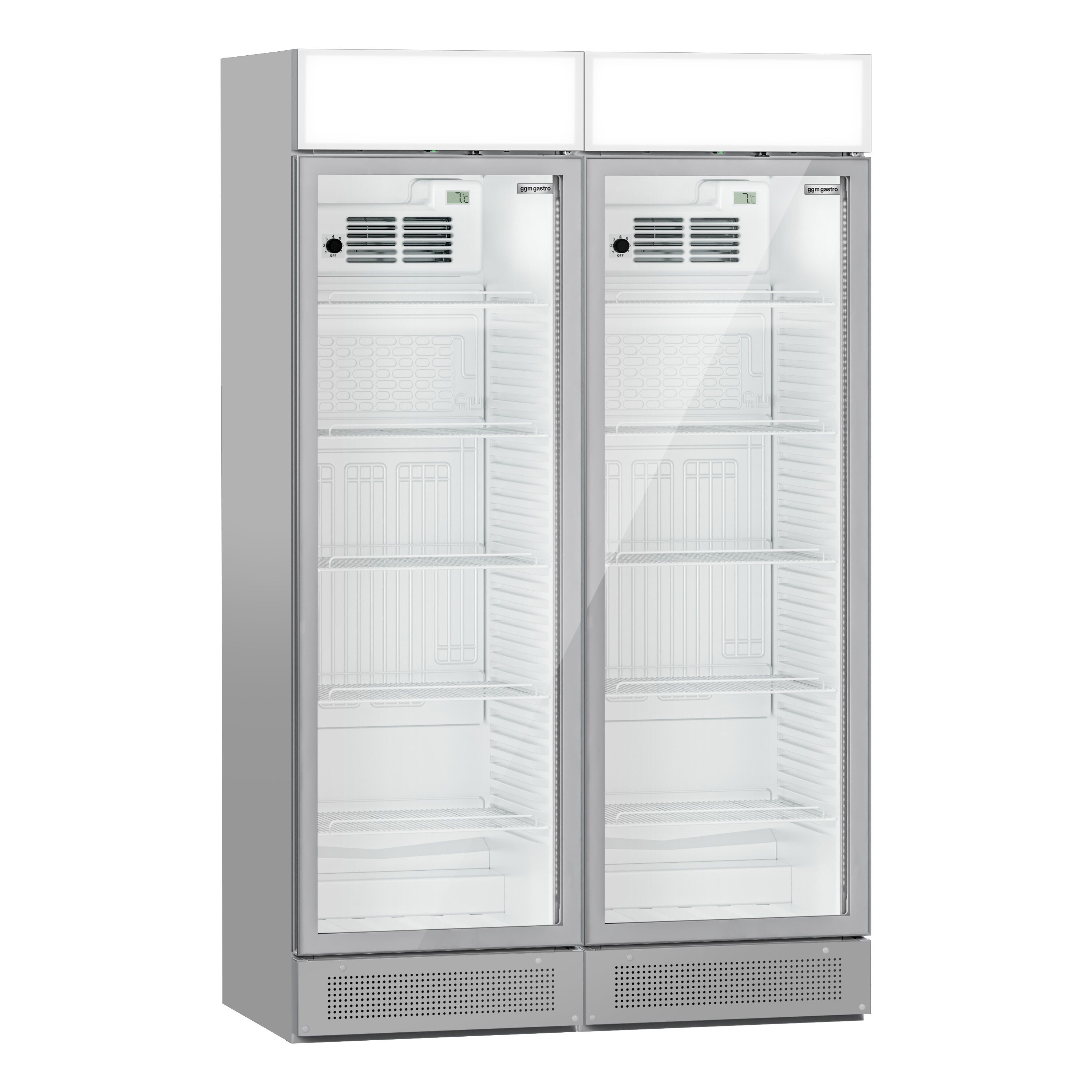 (2 pièces) Vitrine réfrigérée à boissons - 690 litres - design sans cadre - avec 2 portes vitrées et écran publicitaire