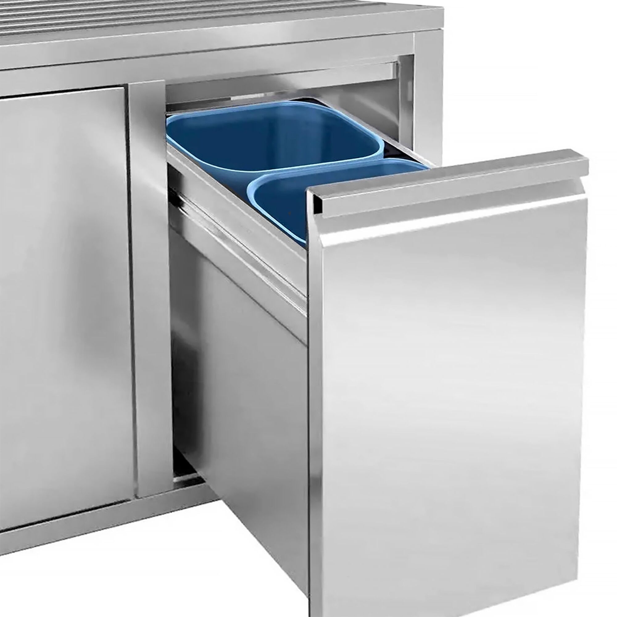 Commercial Sink Cabinet - Stainless Steel - 1200x700 -   Waste Bin - 1 Bowl Left