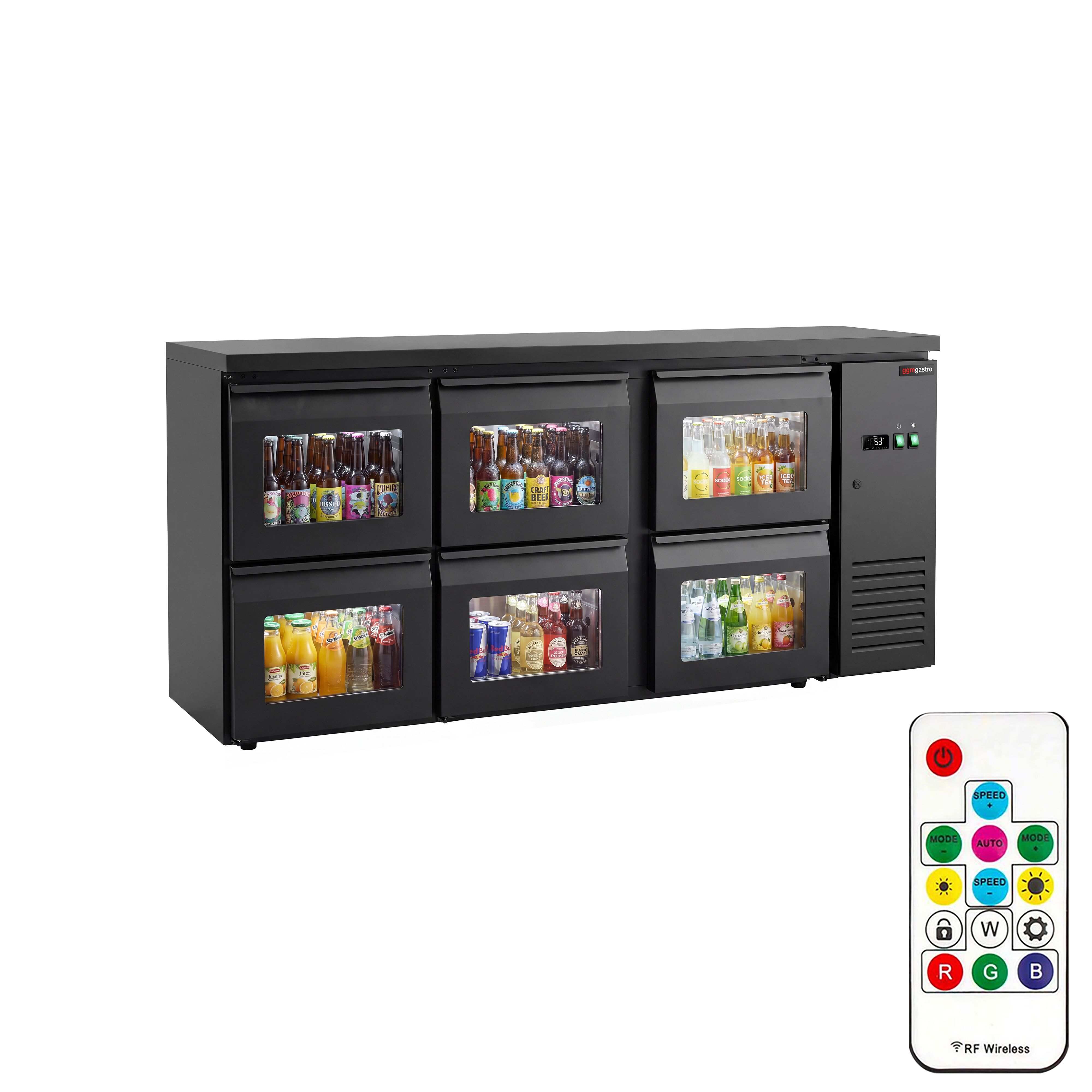 Commercial Back Bar Cooler ECO – 2000 mm – with 6 Glass Drawers – with RGB LED Lighting