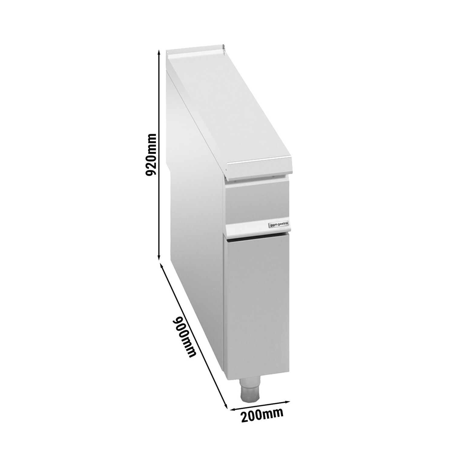 Neutral Element Stand Unit Paolo 900 - 200x900x920mm - Stainless Steel AISI 304 - Series Paolo 900 - with closed substructure