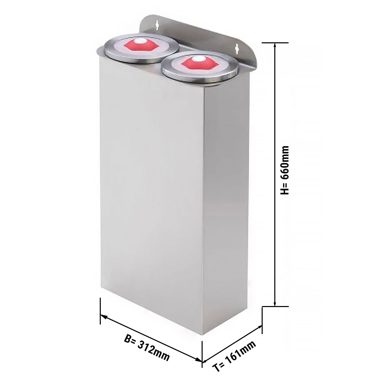 Double Cup Dispenser - Plastic - Wall-Mounted Version