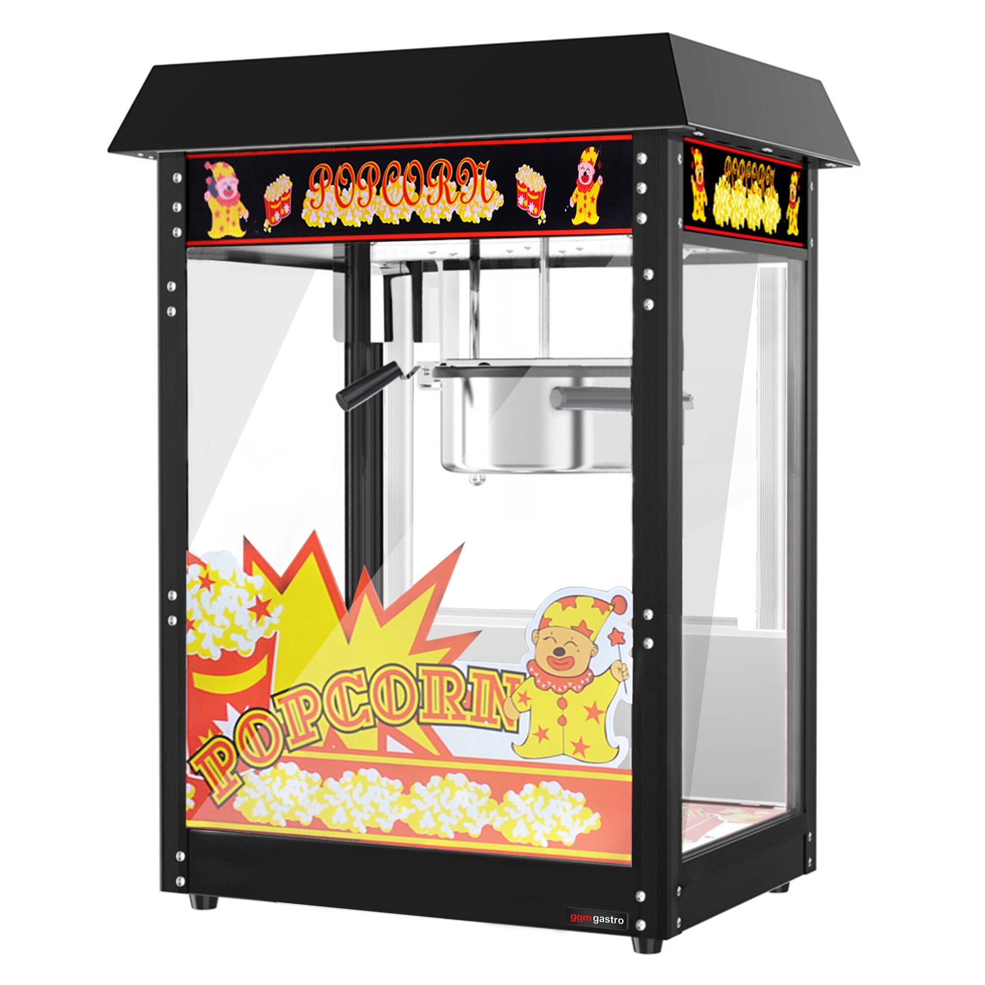 Machine à pop-corn - 1,50kW - 5kg/h - avec 1 marmite - Noir