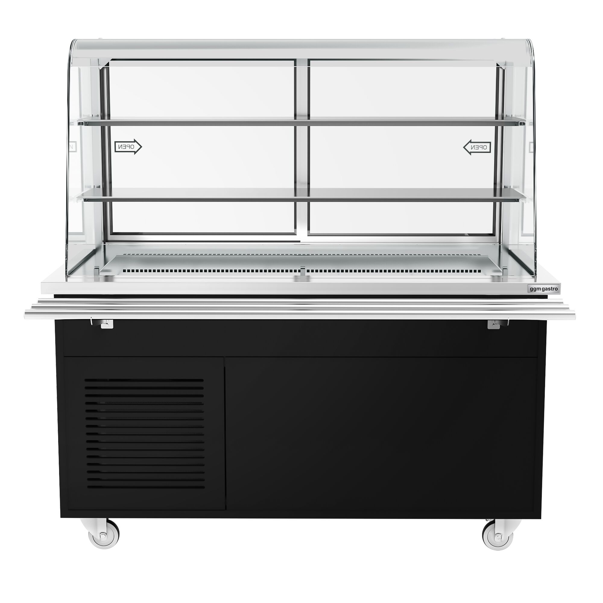 Buffet réfrigéré KOPENHAGEN - 1600mm - avec cuve réfrigérée - sur roulettes - Noir