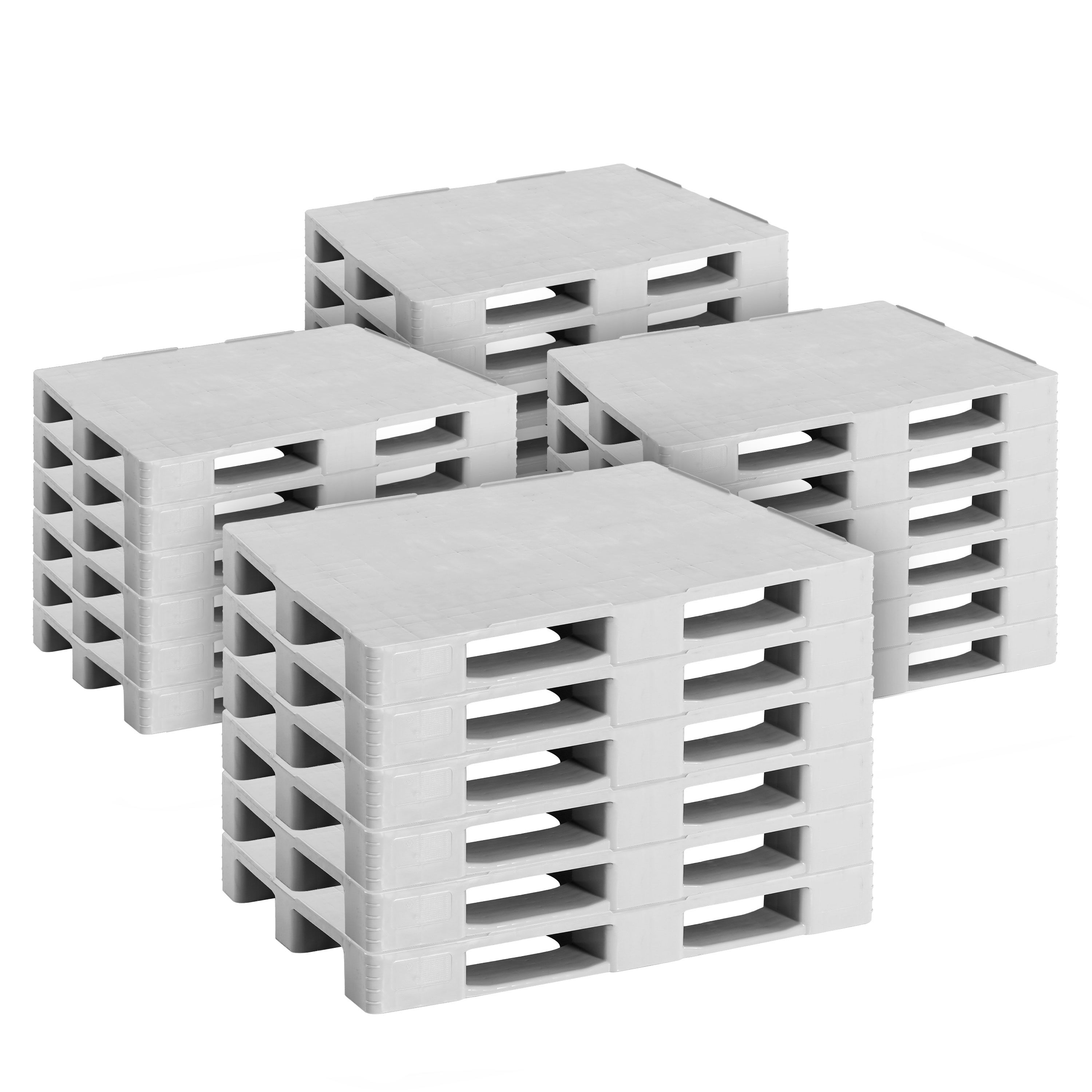(24 pièces) Palette européenne EPAL en plastique – capacité de charge : 4000 kg – Gris