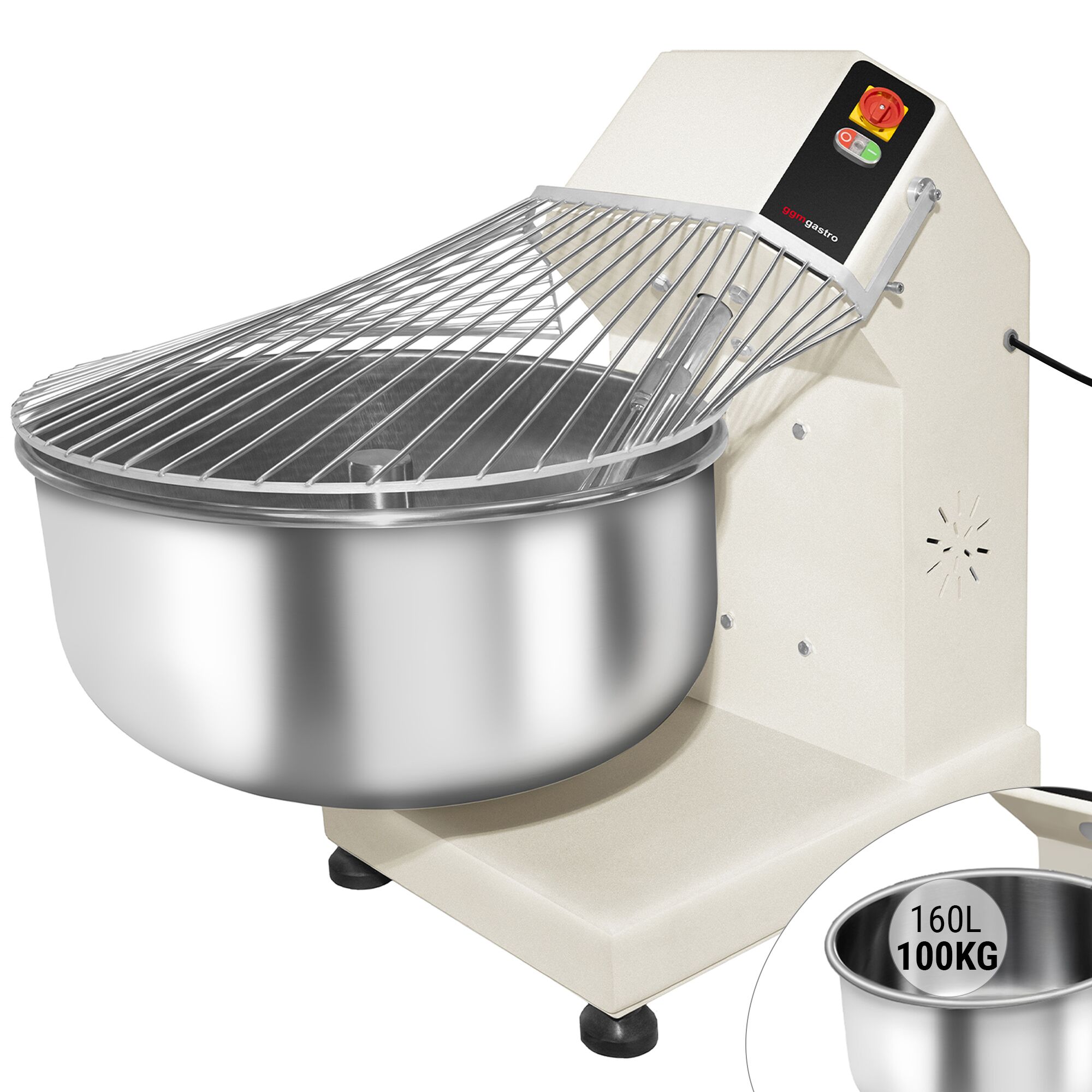 Pétrin à Pâte / Pétrin à spirale - 160 Litres / 100 kg - avec Cuve Fixe - 400 V