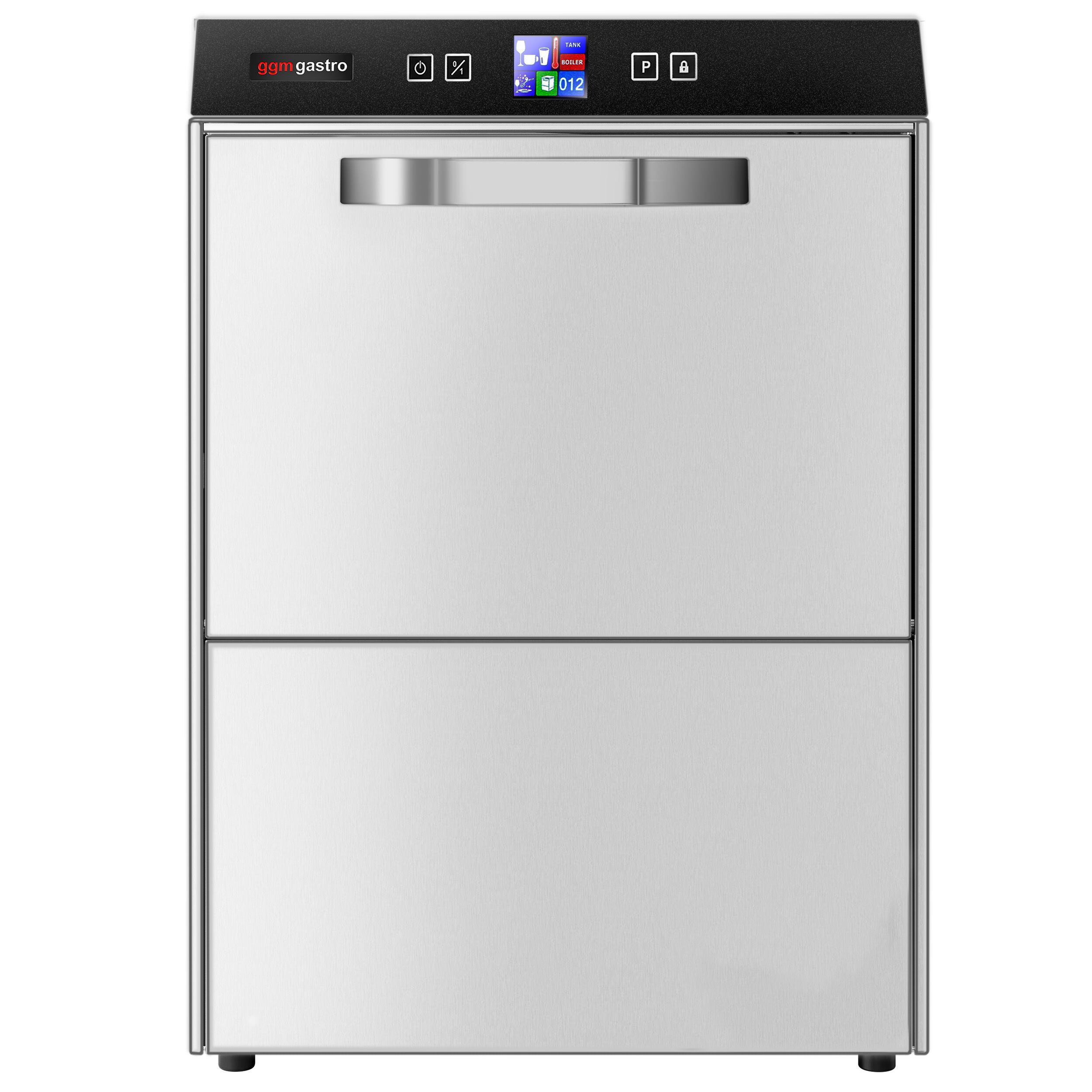 Double-skinned Commercial Dishwasher - Digital Controls - 3.55kW - with Drain, Rinse Aid & Detergent Pumps