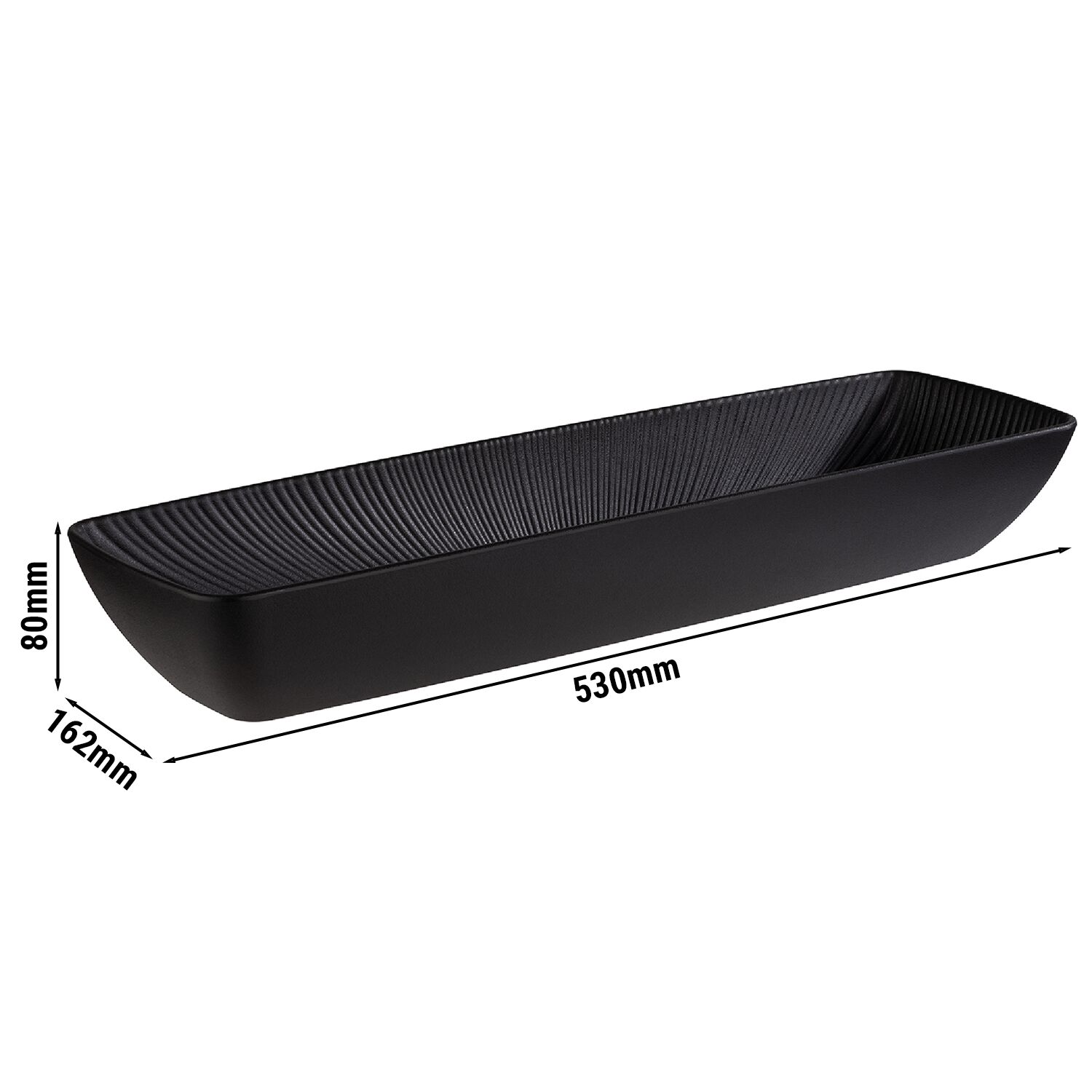 (6 pcs) Bac GN 2/4 - NERO - Mélamine - 3,5L - rectangulaire - 530x162mm - Profondeur : 80mm - Noir
