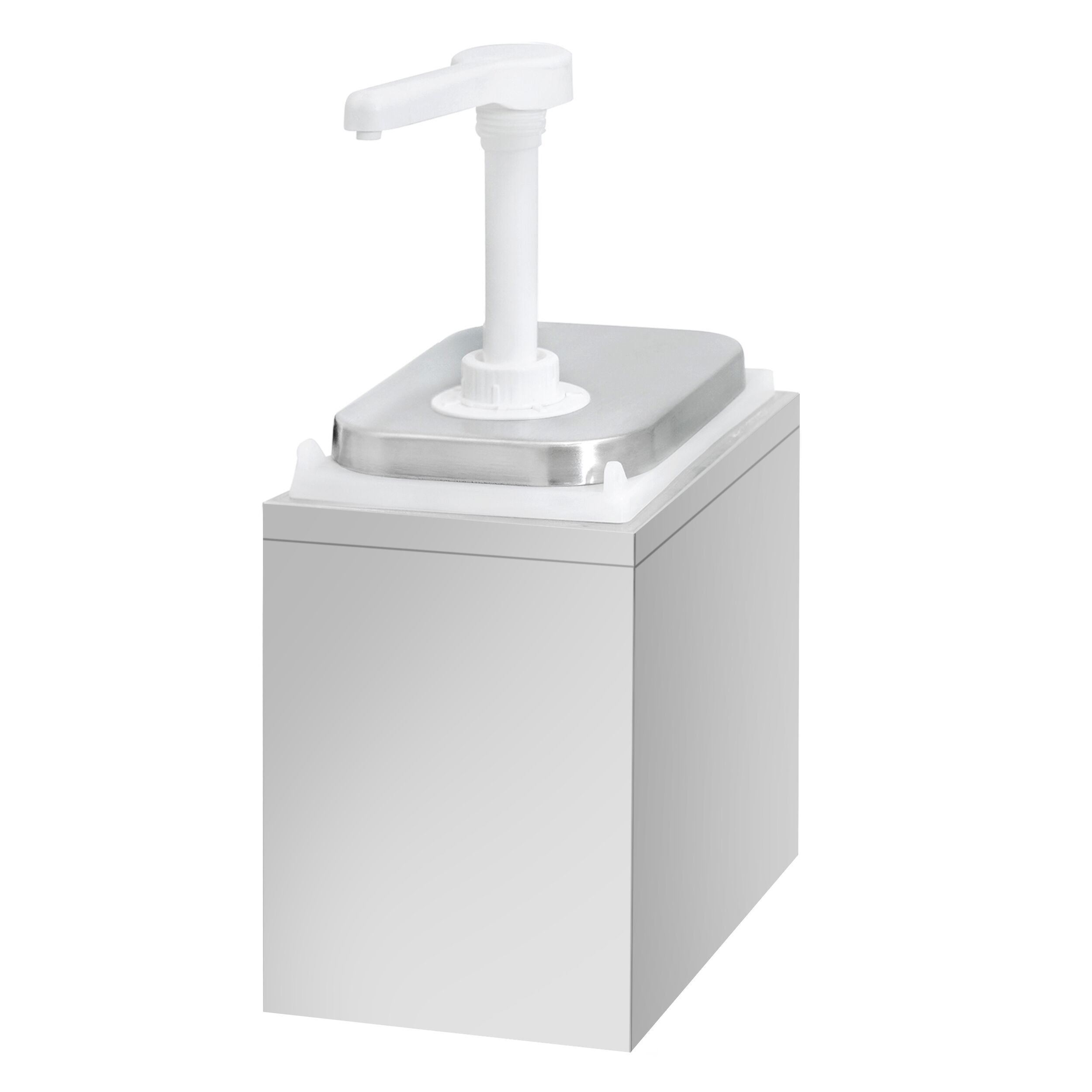 Commercial Sauce Dispenser with Pump - 2 litres - Stainless steel 18/8 - 135x215x325mm - adjustable dose - with container - incl. stainless steel frame