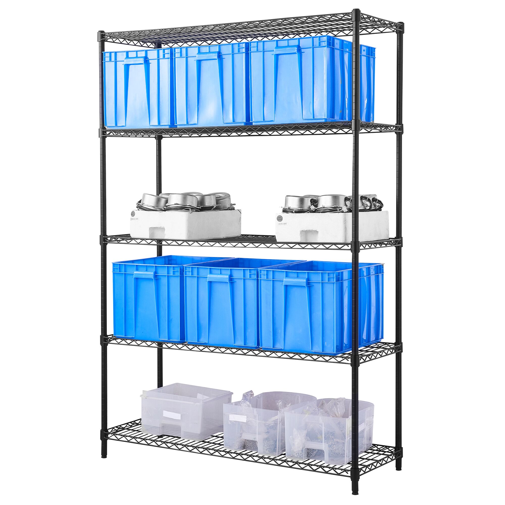 Étagère en acier - 900 x 450 mm - 5 étagères - Noir