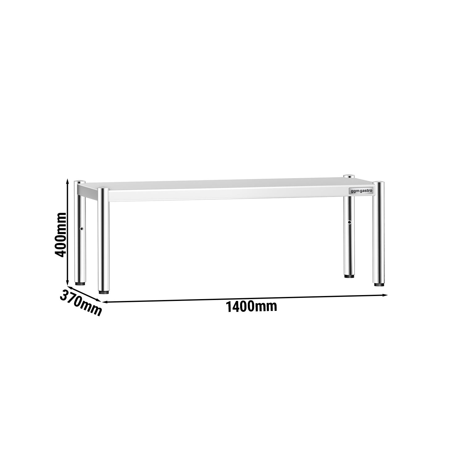 Étagère supérieure en inox – 1 niveau – 1415 × 370 mm – hauteur réglable