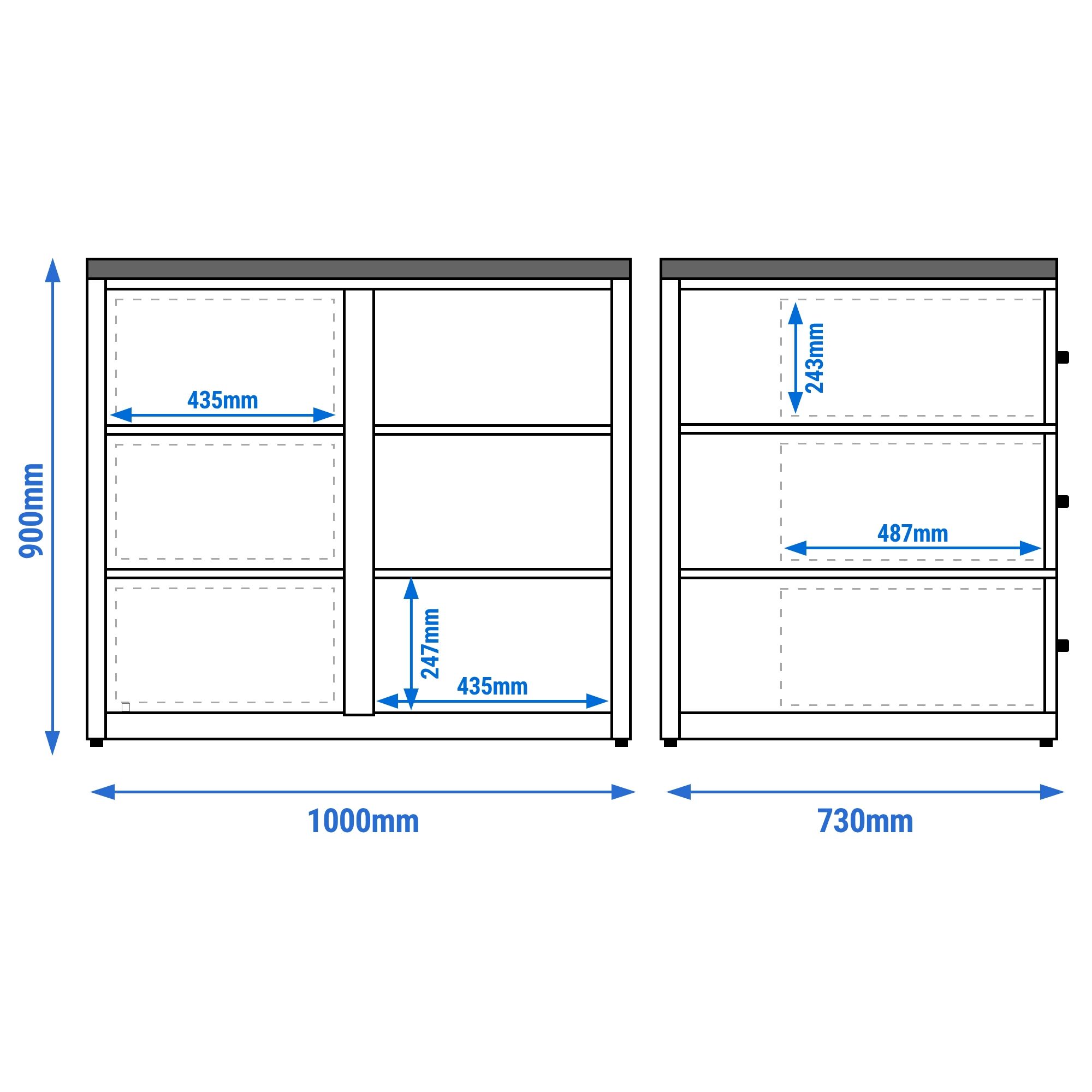 Table de caisse MADRID – 1000 mm – plan de travail en marbre Noir – Noir mat