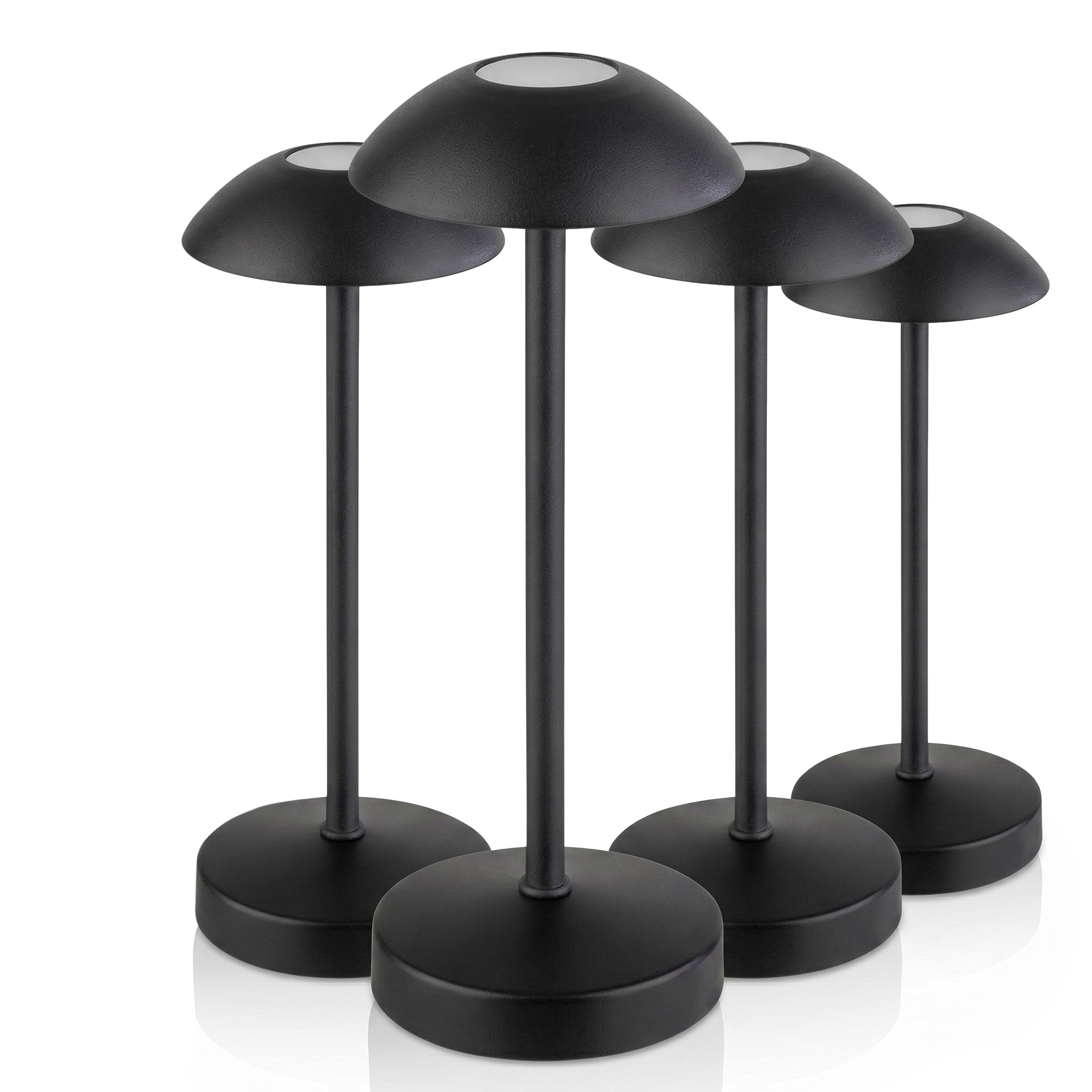 (4 pièces) Lampe de table – ALVA – dimmable en 3 niveaux – Ø 80 mm – Noir