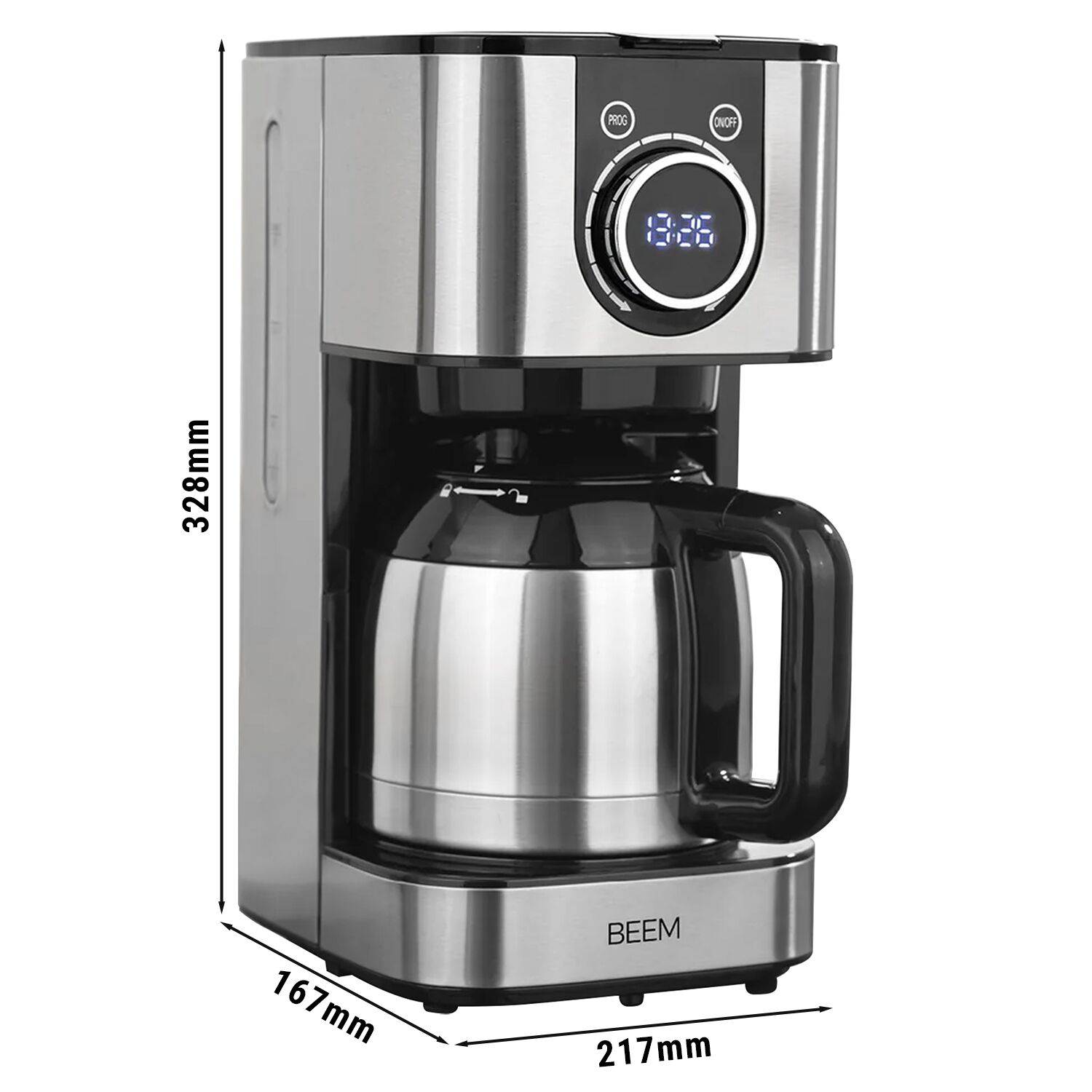 BEEM | Manual Fill Filter Coffee Machine, Thermal Carafe – 1 Litre - 24h Timer - Stainless Steel