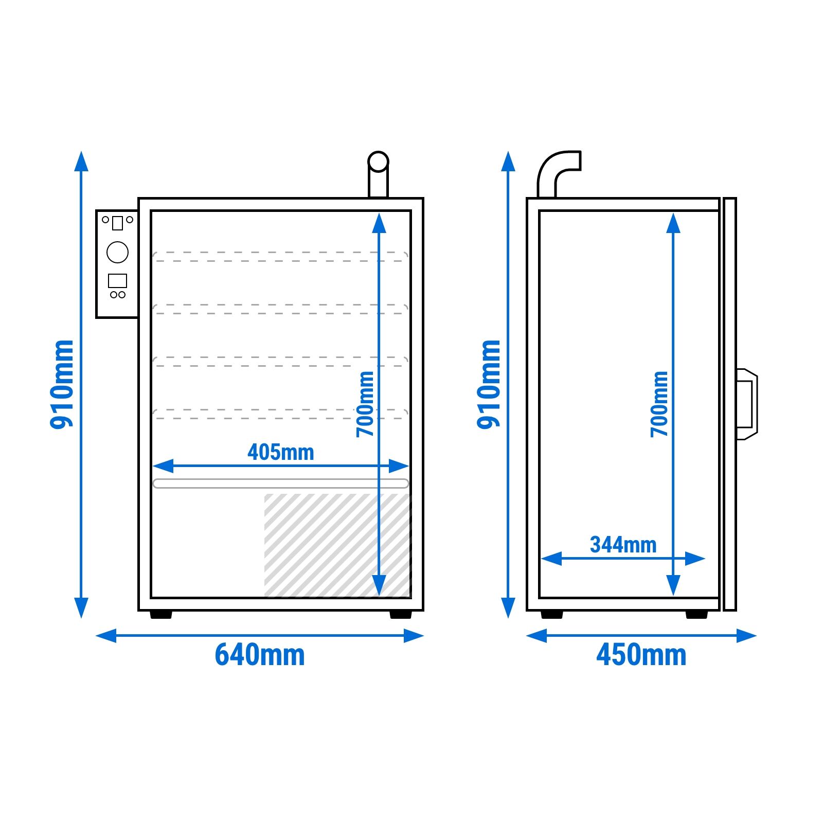 Compact Fumoir électrique professionnel - Commande électronique - avec 4 grilles - 500x450mm