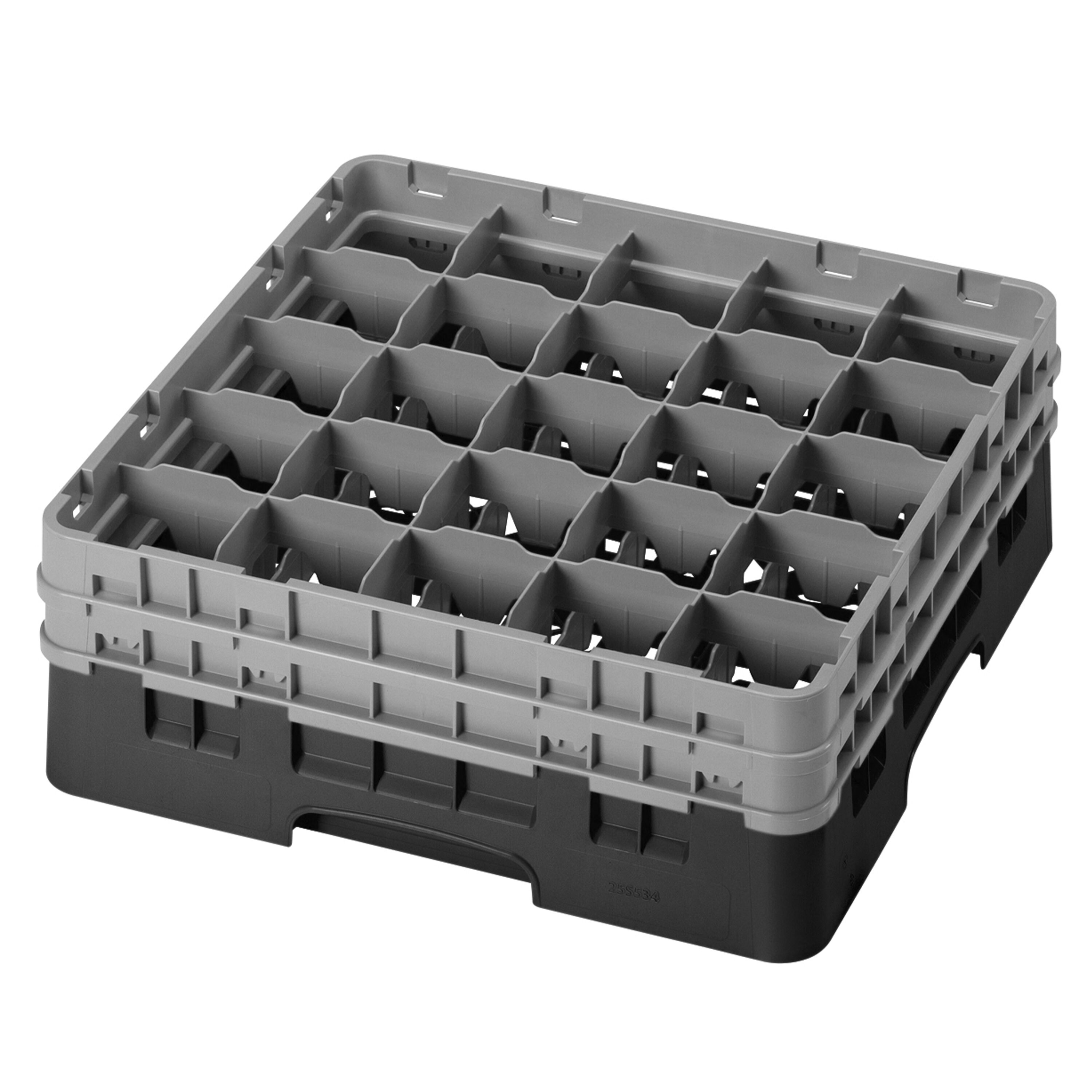 CAMBRO | CAMRACK® - Glazenwasmand 1/1 - 25 vakken - met 2 verlengstukken - 500x500mm - Zwart