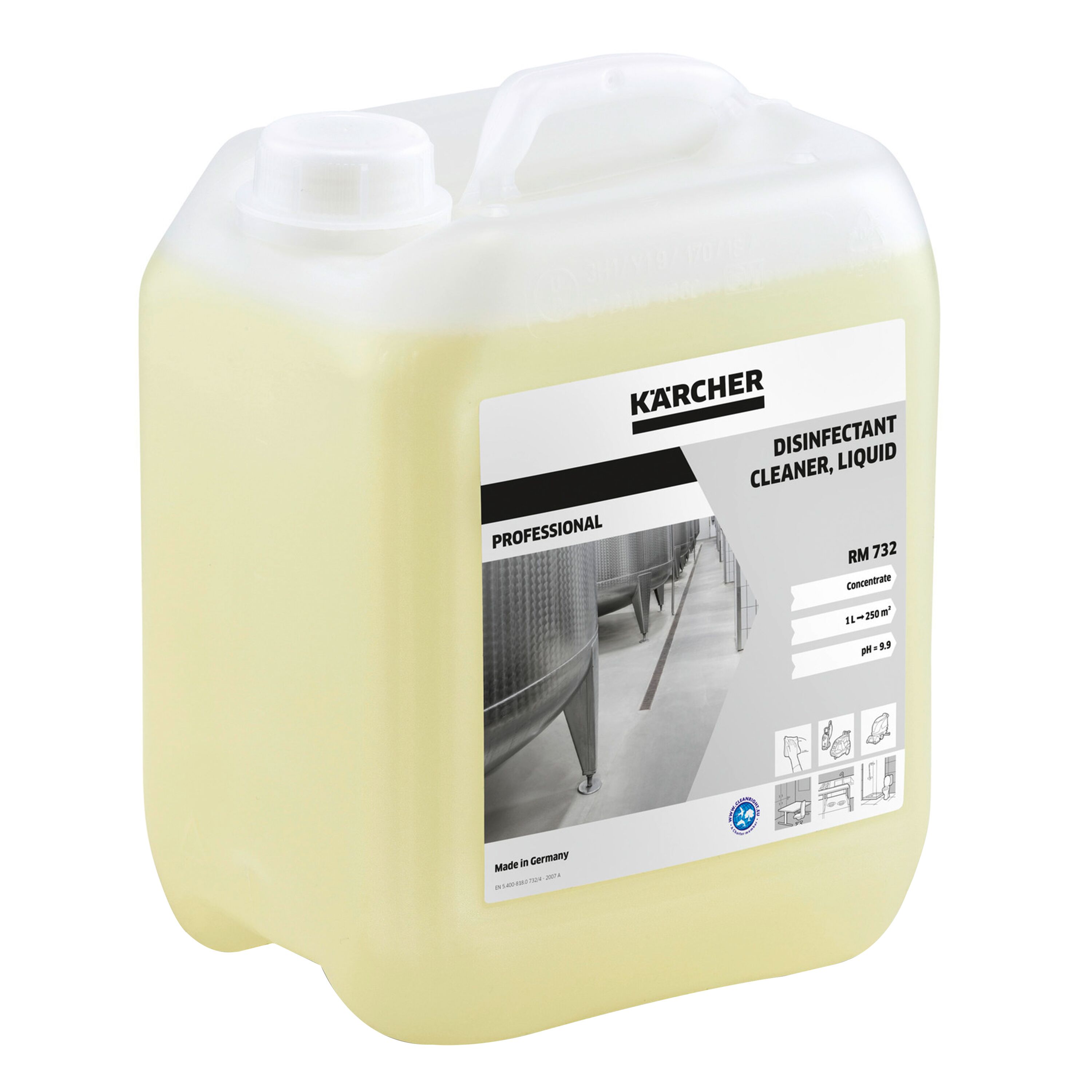(12 pièces) Kärcher | Nettoyant désinfectant RM 732 - liquide - 5 litres