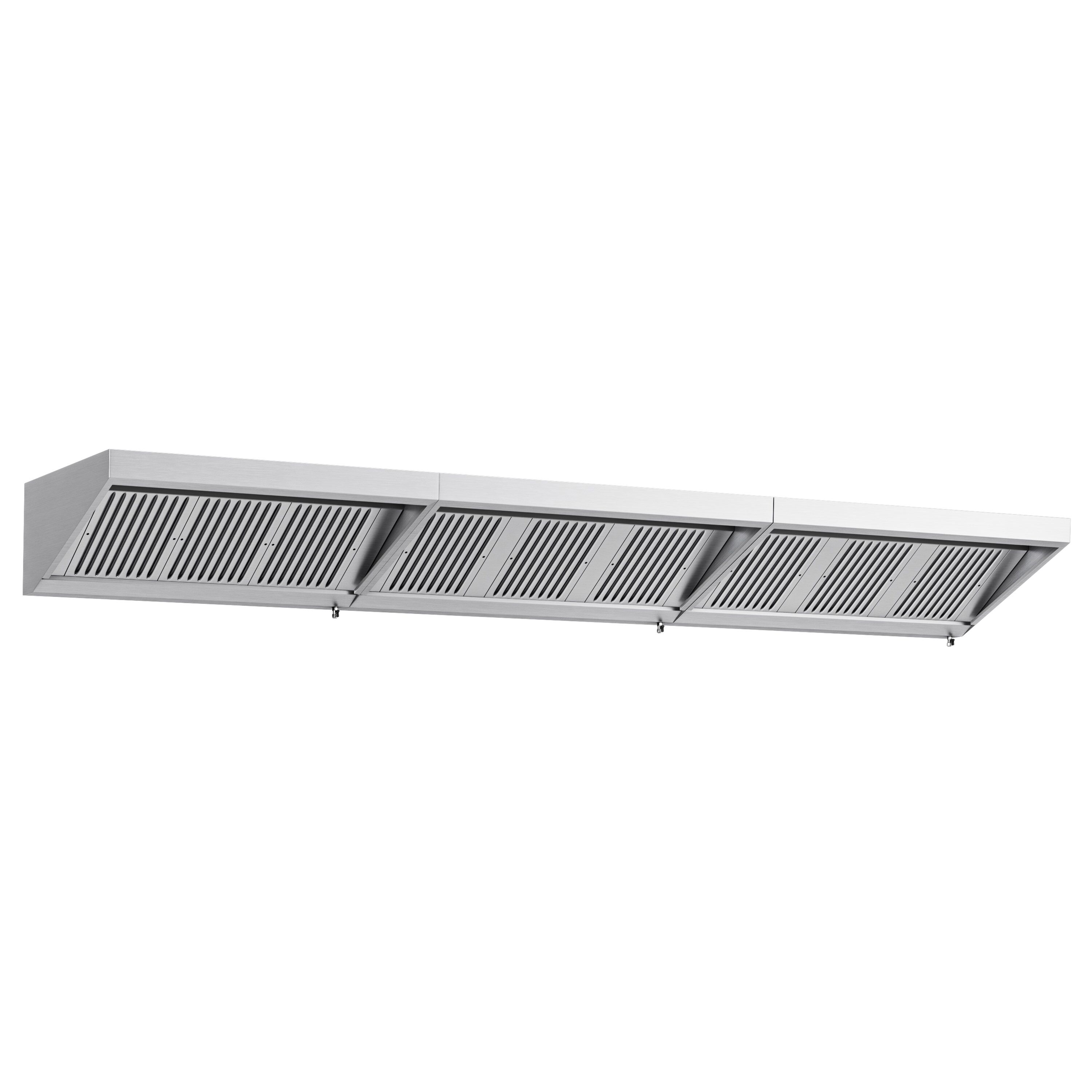 Commercial Wall-Mounted Extraction Canopy - 4600mm - with Baffle Filters & LED Lighting