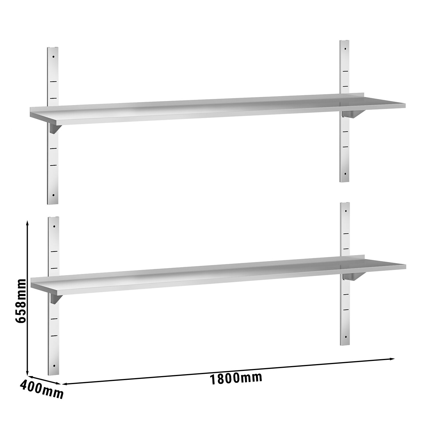 Étagère murale PREMIUM - 1800 x 400 mm - avec 2 niveaux