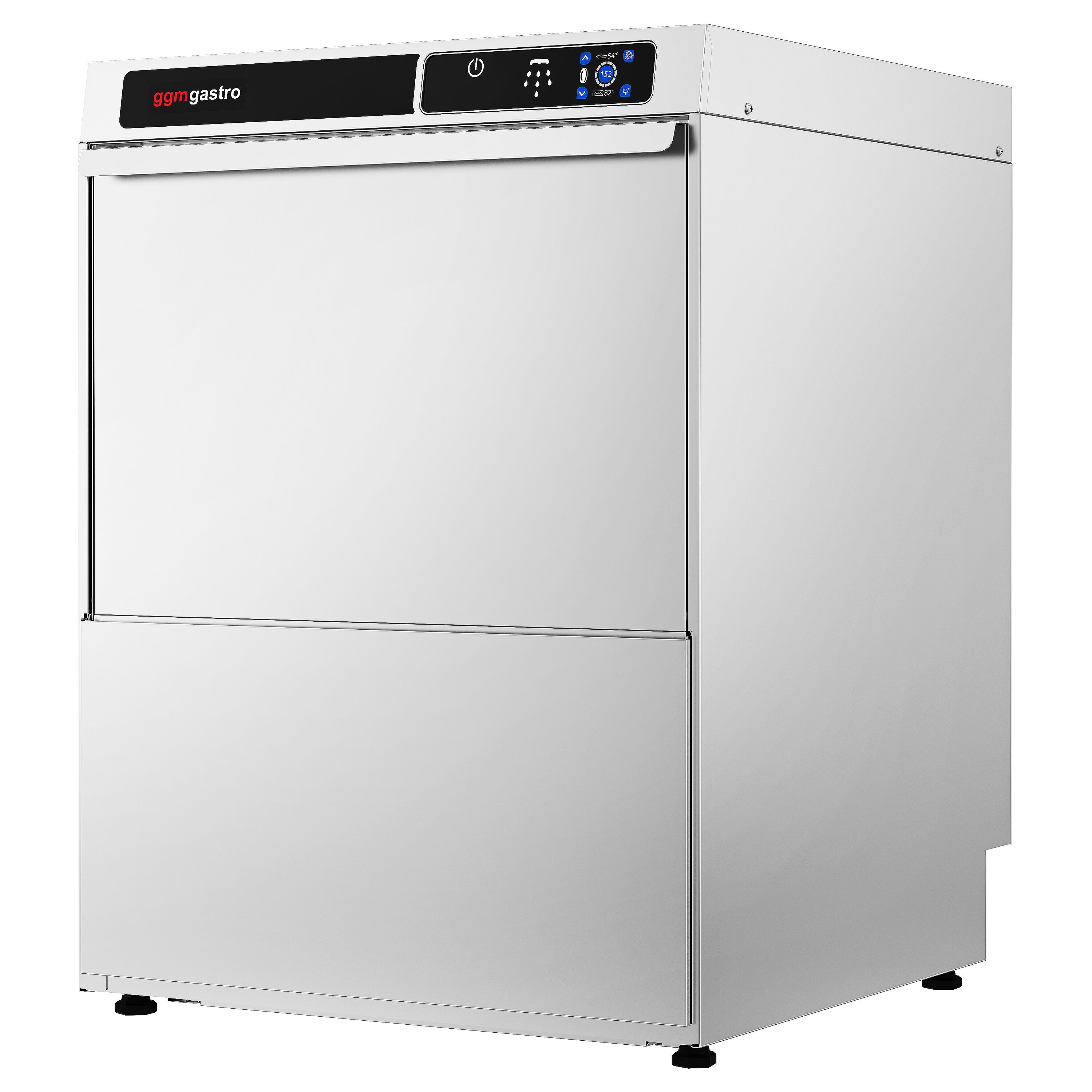 Double-skinned Undercounter Commercial Dishwasher - 500mm Basket - Touch Controls - 3.6kW - with Integrated Water Softener - with Drain, Rinse Aid & Detergent Pumps