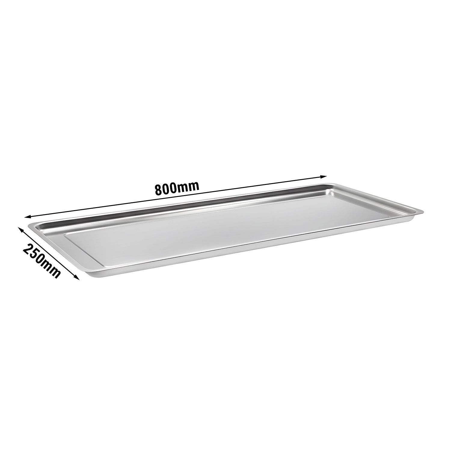 Plateau de service avec rebord - Acier inoxydable - avec rebord - rectangulaire - 820x270x20mm