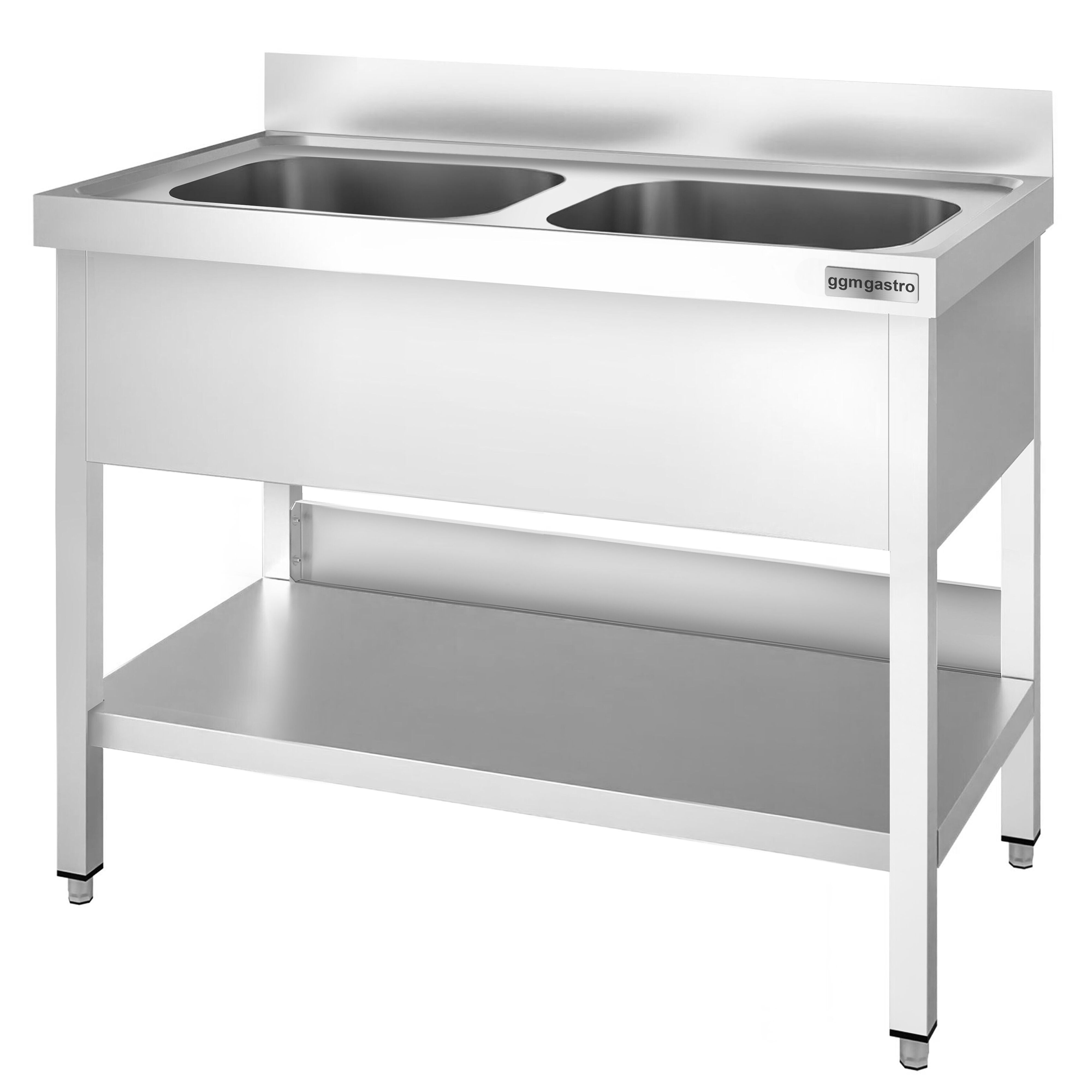 Spültisch PREMIUM - 1200x700mm - mit Grundboden - mit 2 Becken mittig