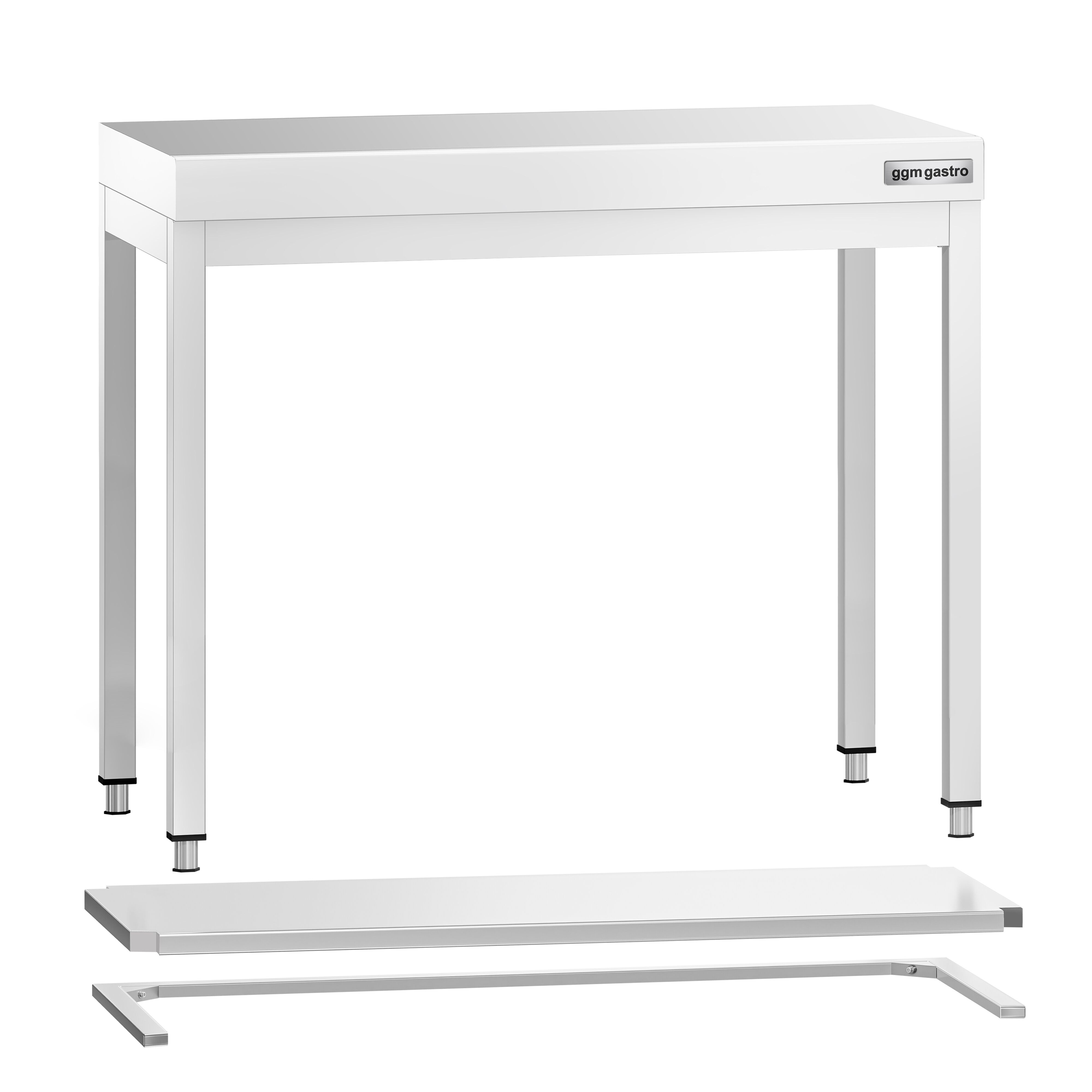 Table de travail inox PREMIUM - 800 x 700 mm - avec tablette inférieure & Renforts