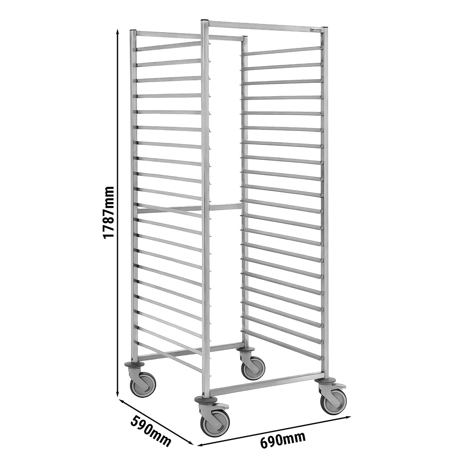Chariot à glissières en acier inoxydable - GN 2/1 - 20 niveaux