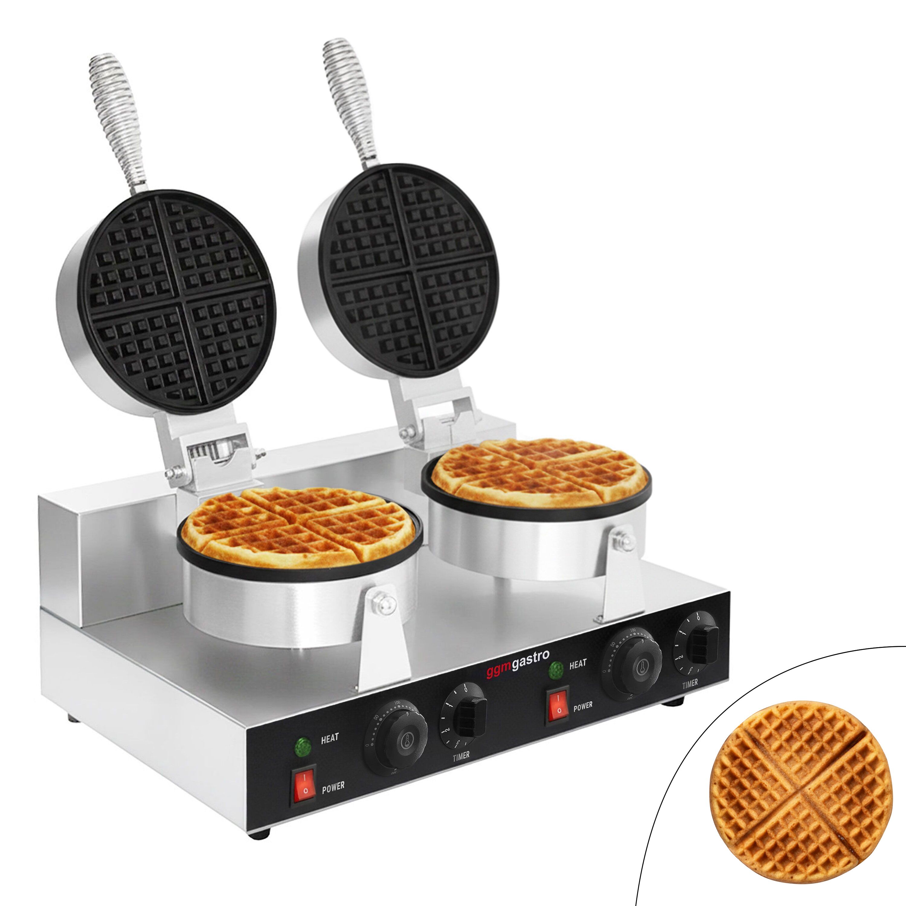 Gaufrier – double – manuel – 2,6 kW – Forme : rond – Ø 180 mm