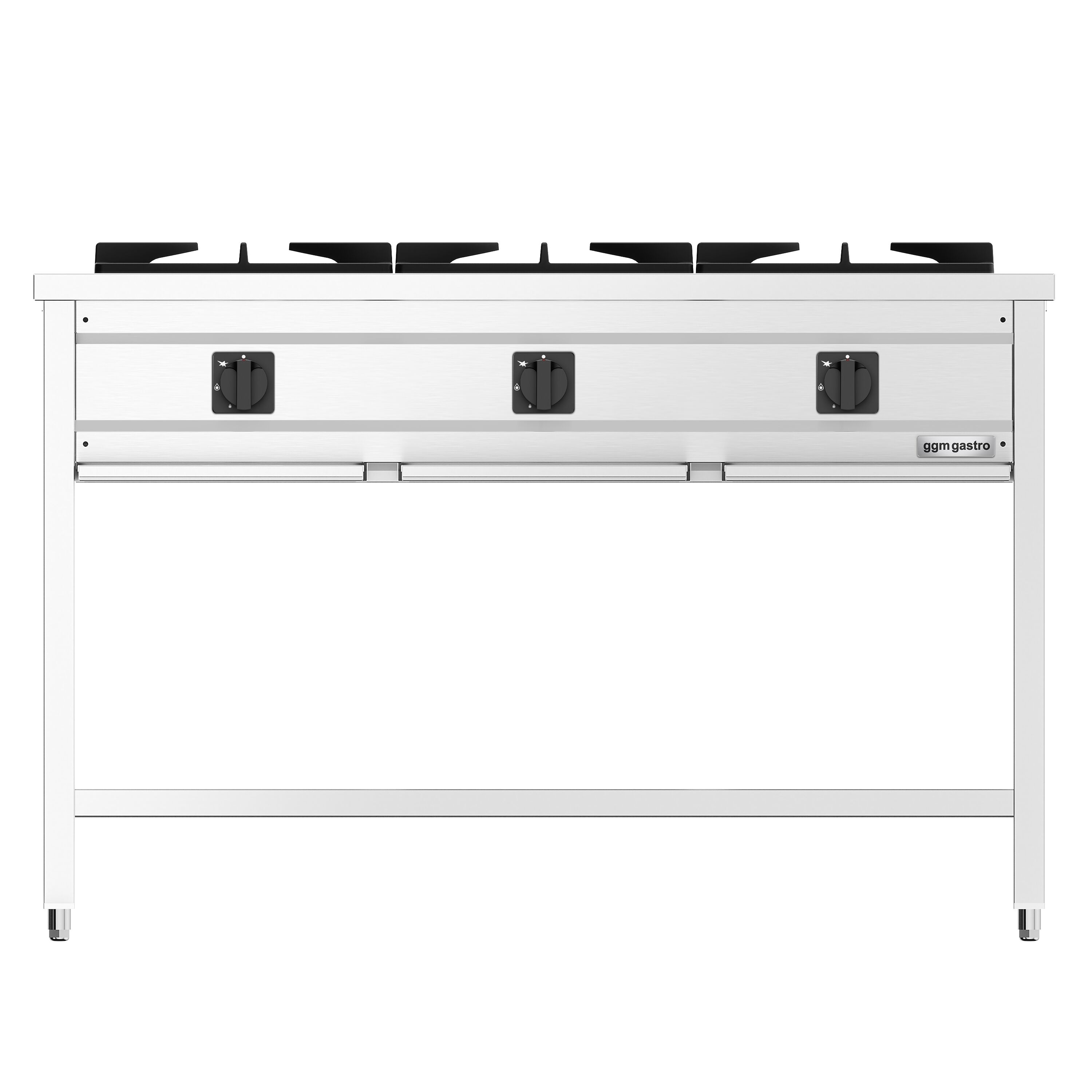 Fourneau à gaz – 25,5 kW – 3 brûleurs – ouvert avec socle de base & tiroir de récupération