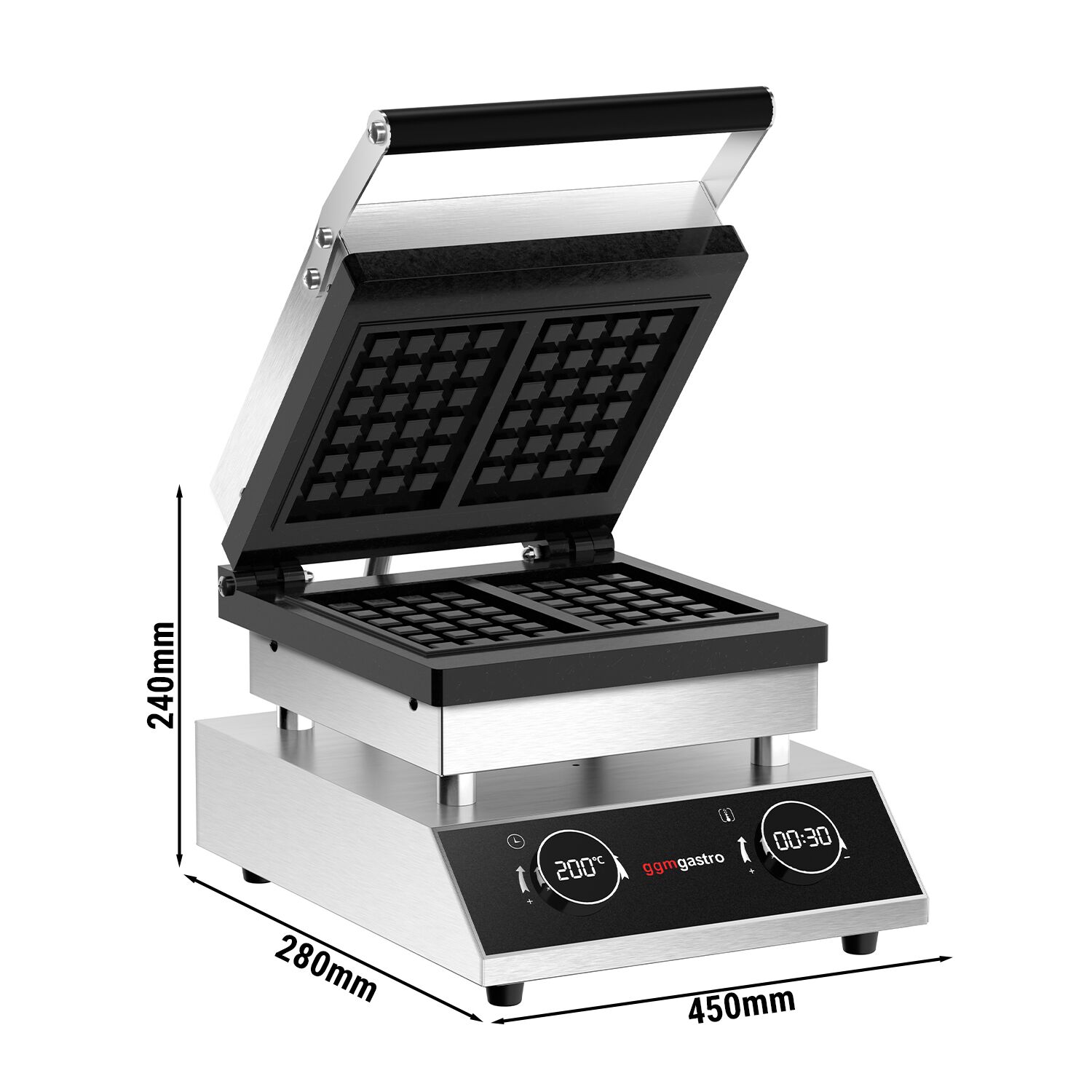 Gaufrier – simple – digital – 1,6 kW – Forme : 2 gaufres de Bruxelles