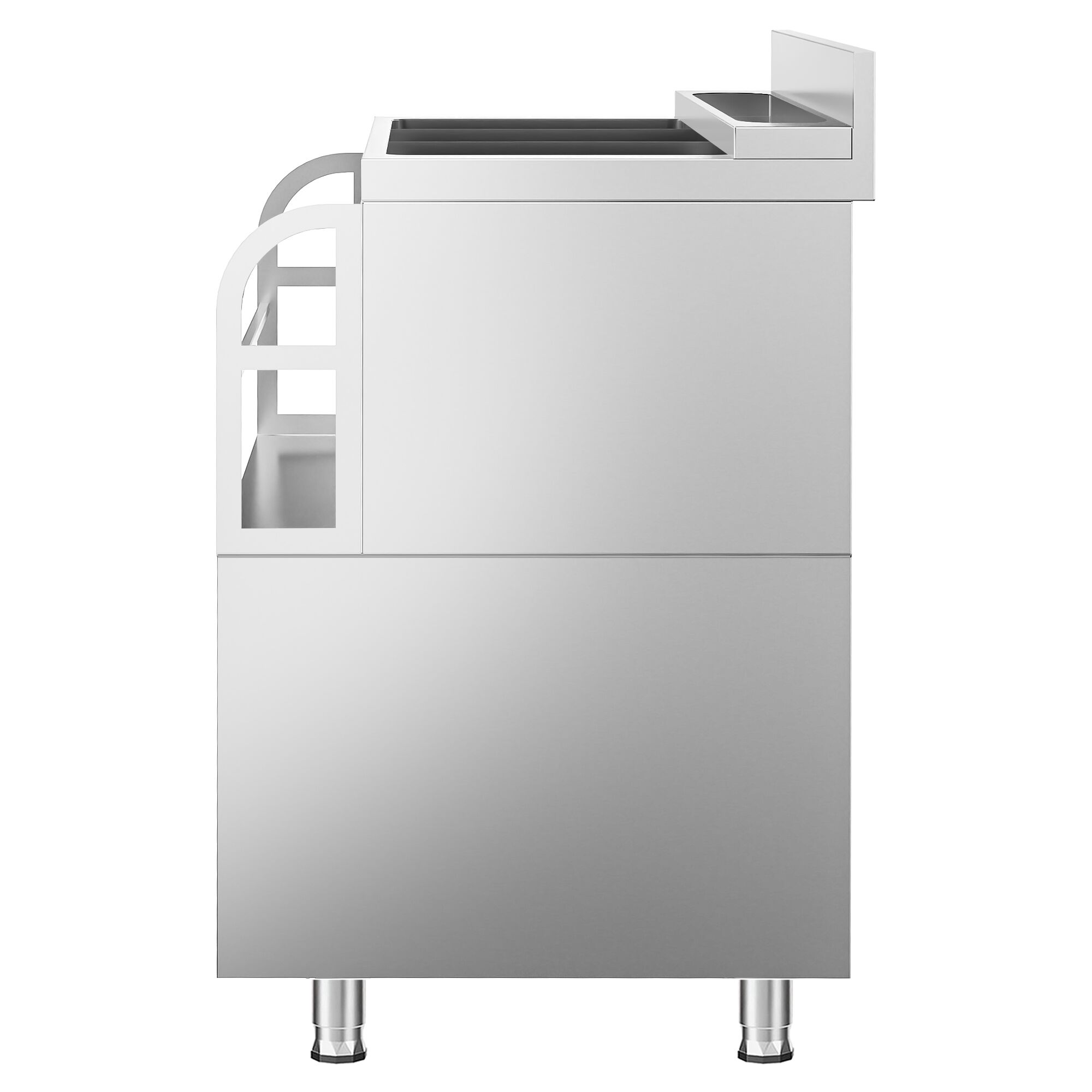 Station à cocktails - Acier inoxydable - 600x600mm - avec 3 bacs à glace et porte-bouteilles (speedrail)
