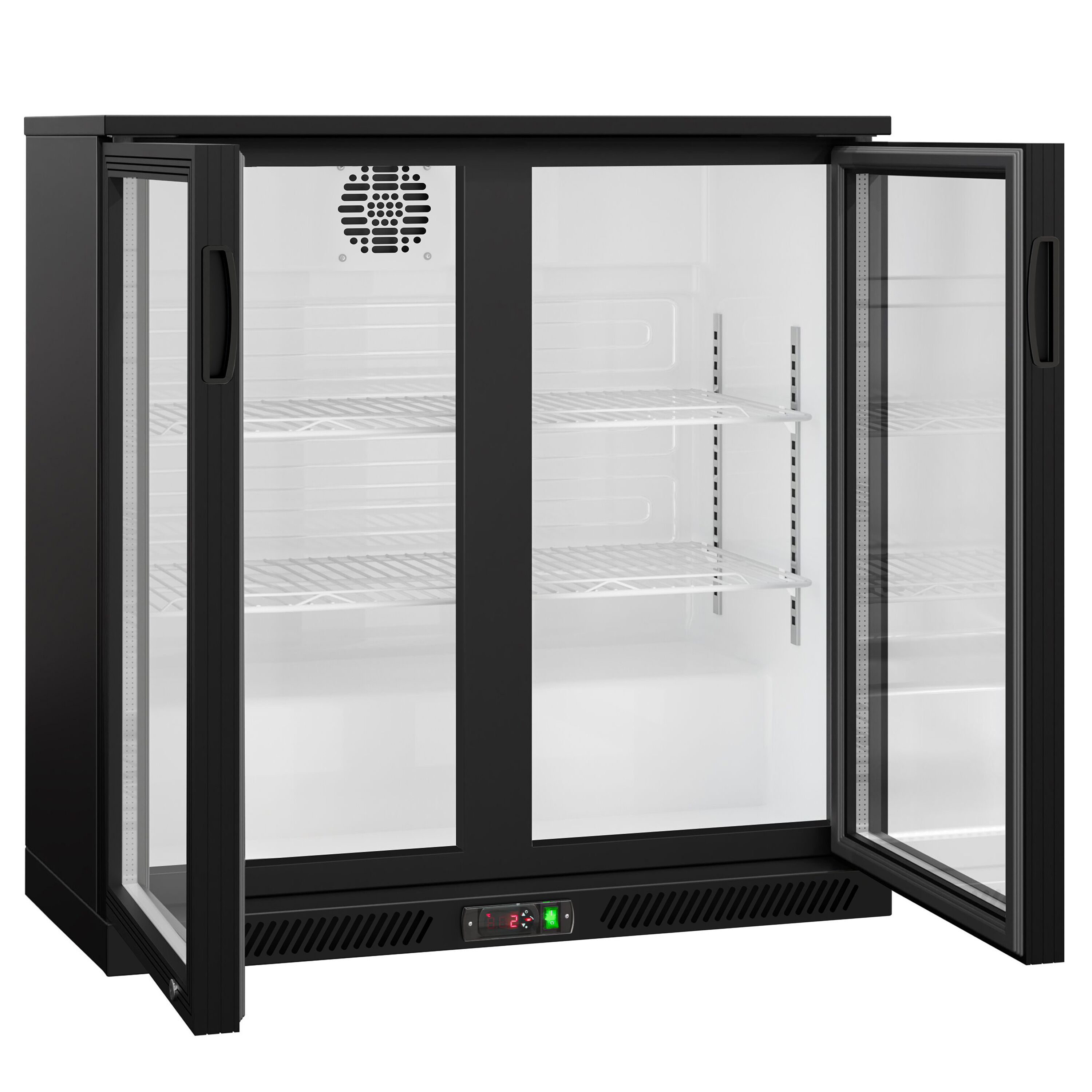 Réfrigérateur de bar – 900 mm – 220 litres – avec 2 portes vitrées battantes – Noir