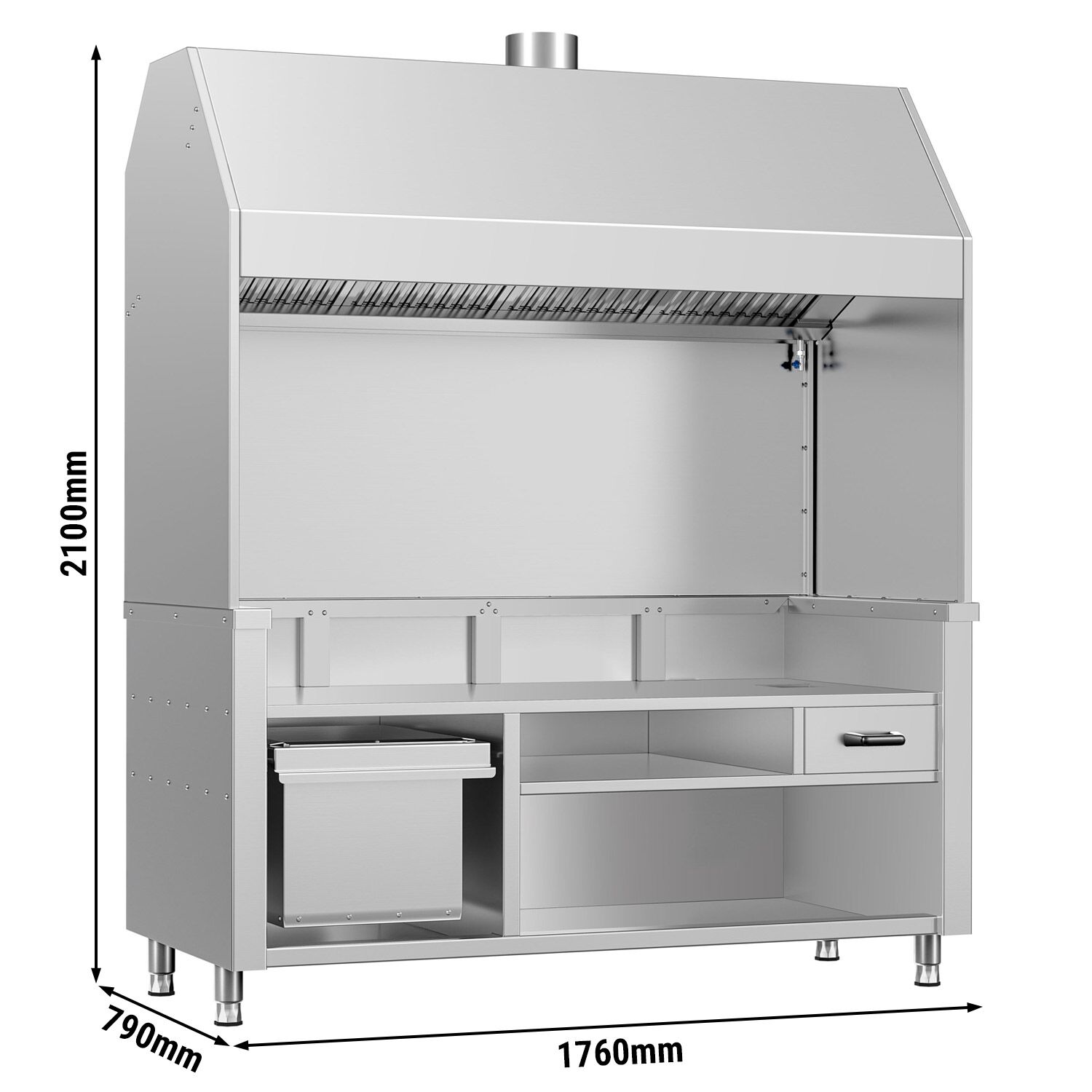Élément neutre pour grill à charbon de bois / à gaz BERLIN – 1760 mm – inox