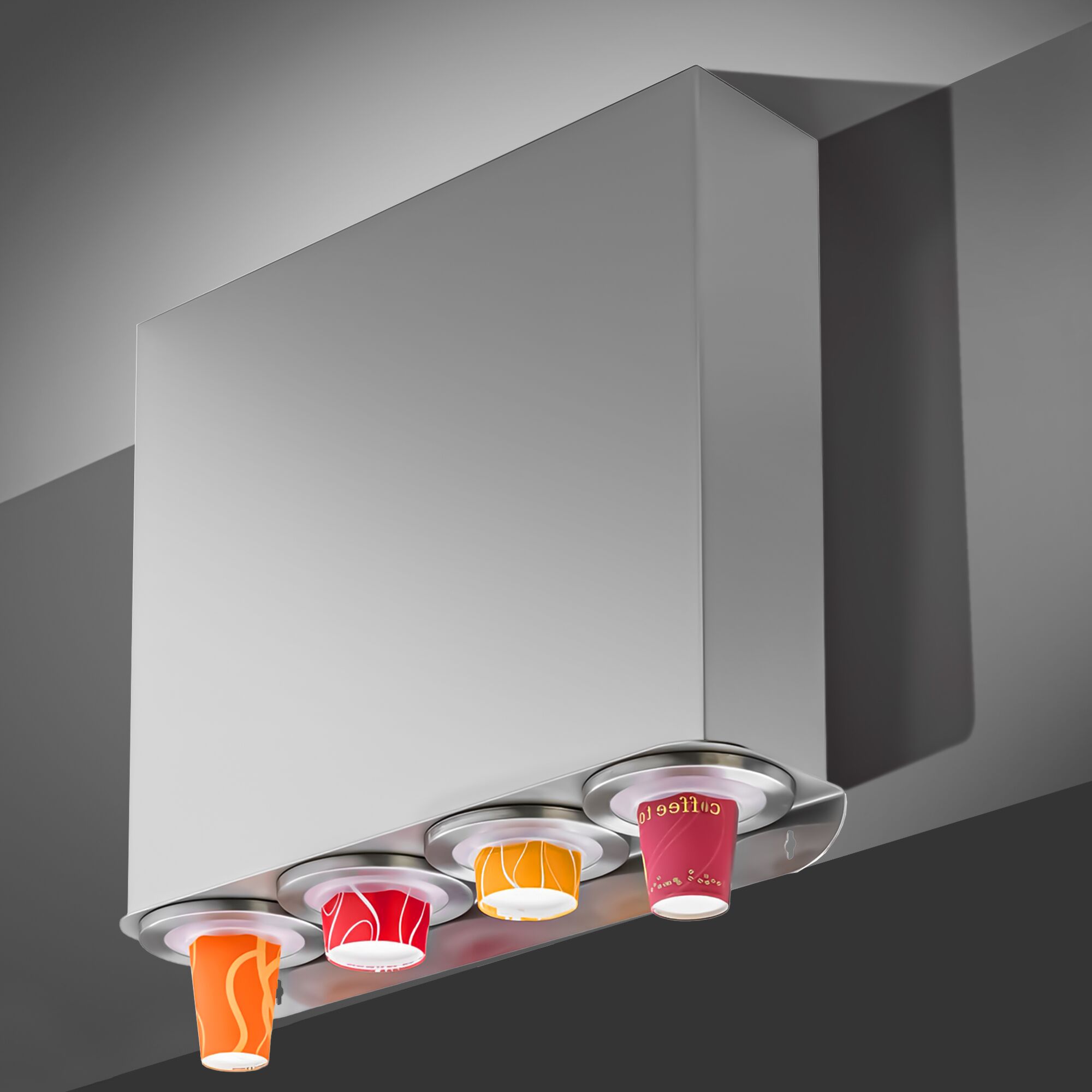 Quadruplo Dispenser porta bicchieri - con 4 dispenser - Plastica - da parete