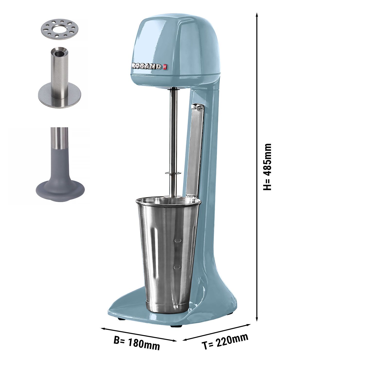 ROBAND | Spindle Milkshake & Drink Mixer – 710 ml stainless steel cup - 150 W - 2 speeds - seaspray