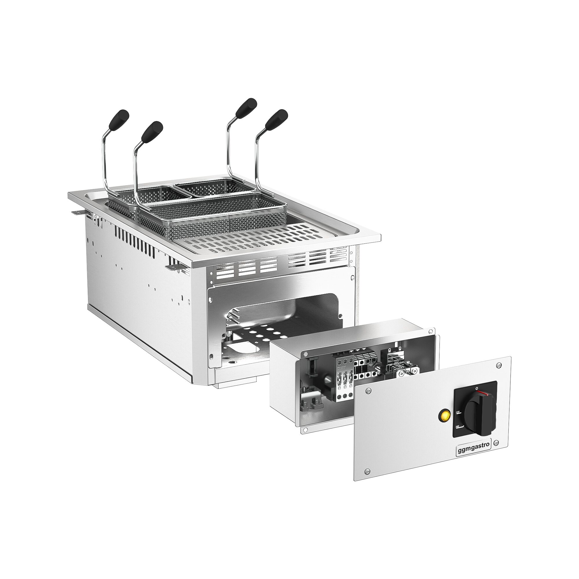 Électrique Cuiseur à pâtes professionnel - 13L - 7,5kW - avec robinet de vidange - avec 3 paniers inclus