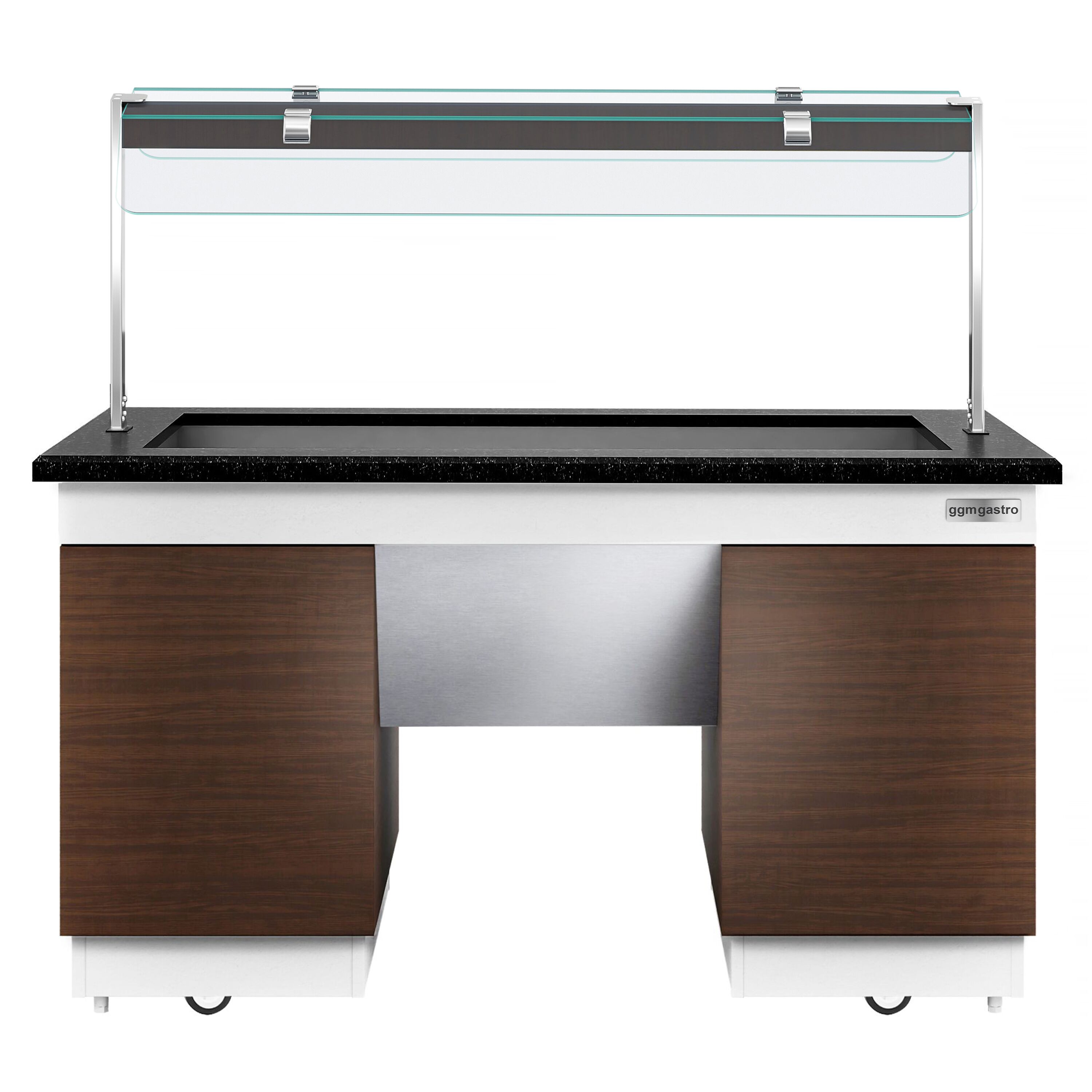 Buffet chaud DUBLIN - 1600mm - avec bain-marie - sur roulettes - pour 4x GN 1/1