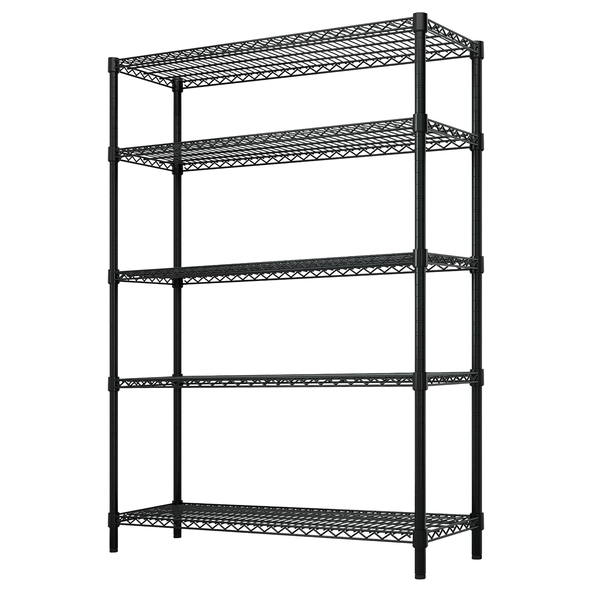 Étagère en acier - 1200 x 450 mm - 5 étagères - Noir